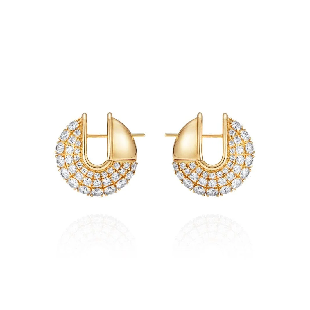 Fernando Jorge 18K Yellow Gold Diamond and Nephrite Jade Fluid Huggie Earrings - Image 3
