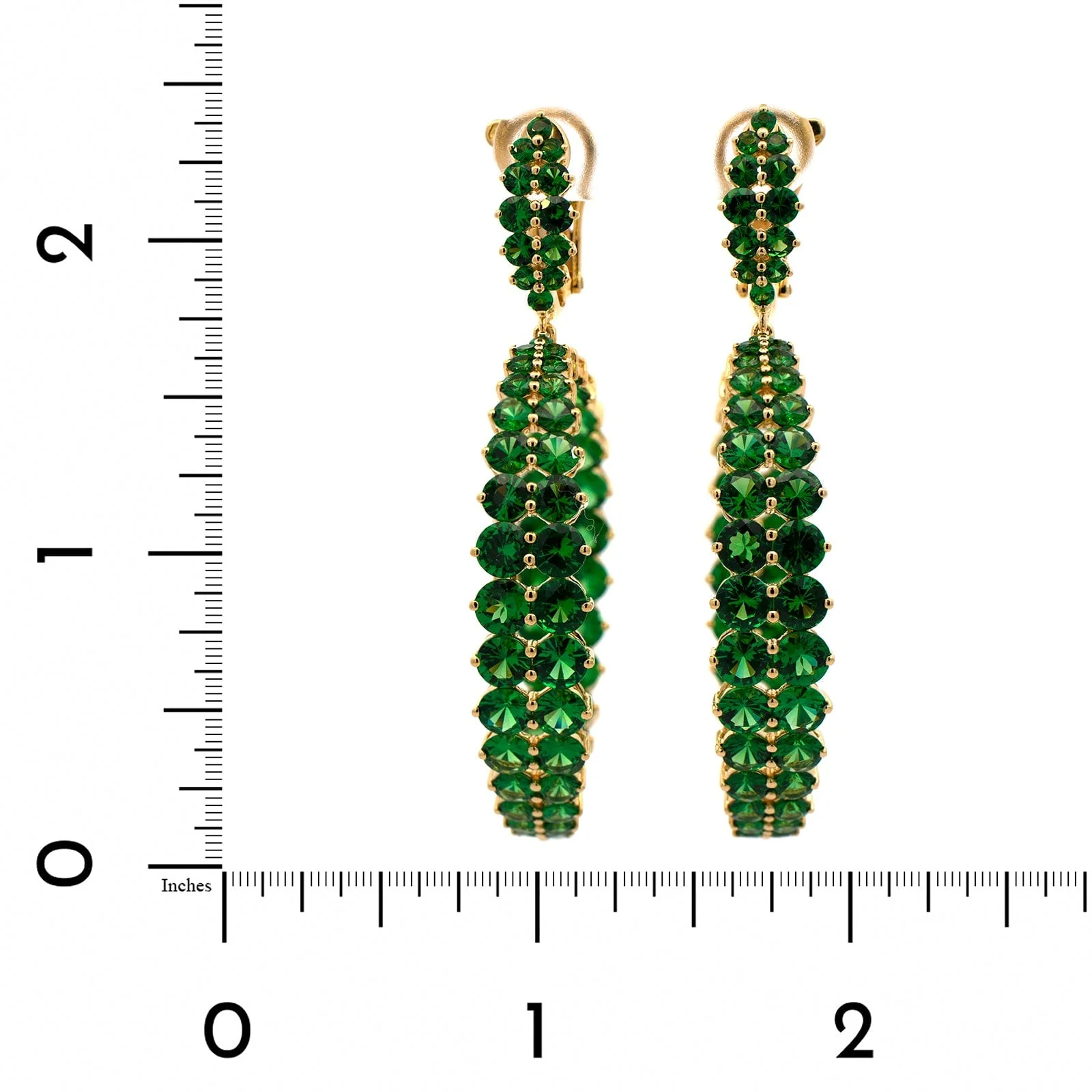 Etho Maria 18K Yellow Gold Tsavorite Hoop Drop Earrings - Image 2