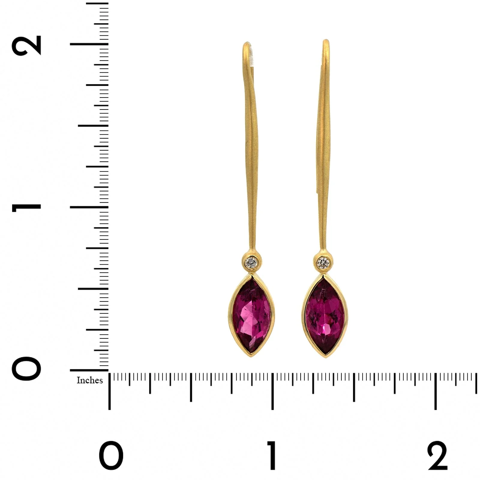 Suzy Landa 18K Yellow Gold Rubellite and Diamond Lolli Earrings - Image 2