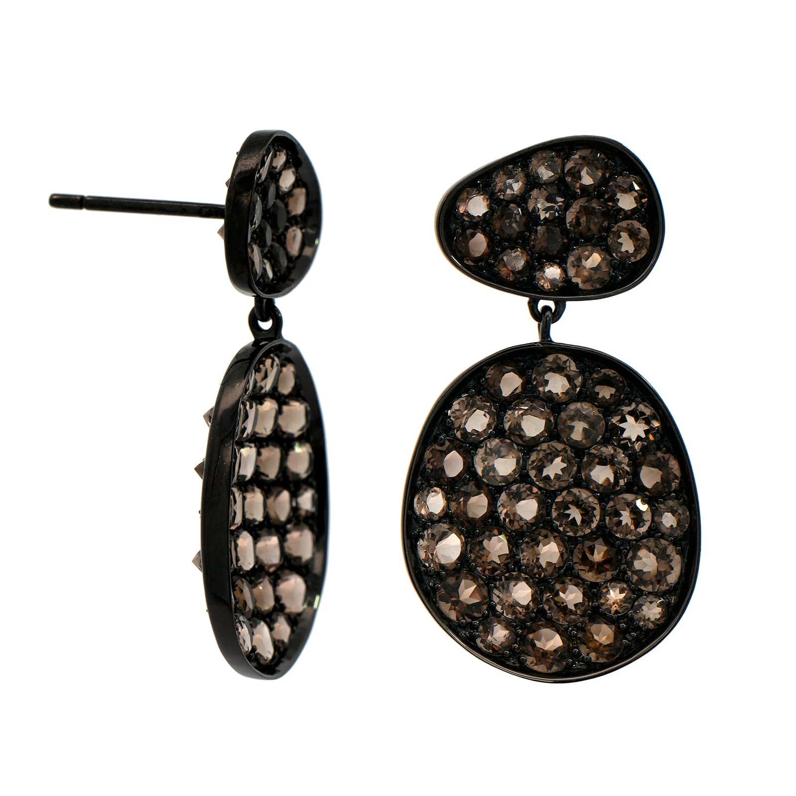 Etho Maria 18K Rose Gold Smoky Quartz and Black Rhodium Drop Earrings - Image 3