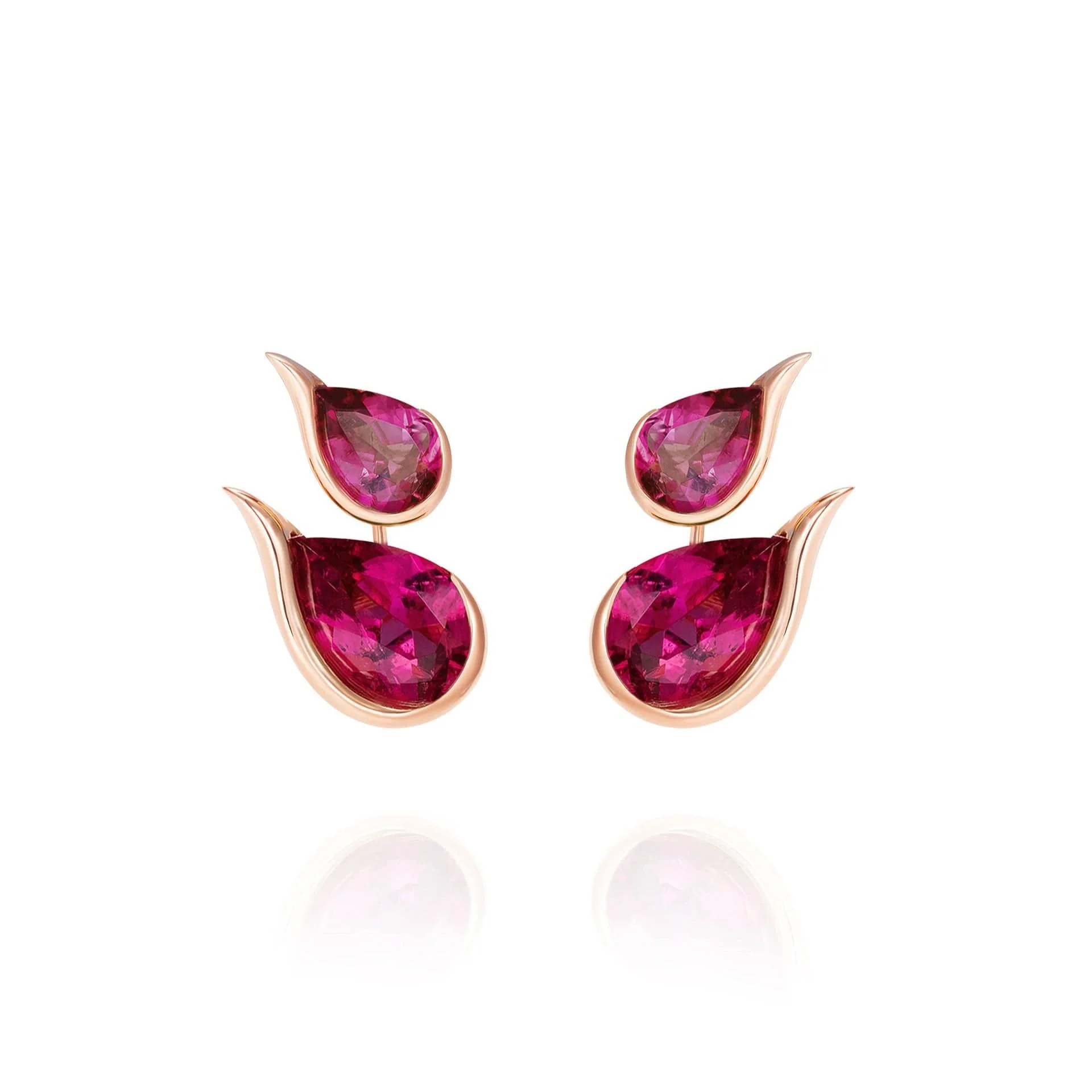 Fernando Jorge 18K Rose Gold Rubellite Ignite Double Stud Earrings