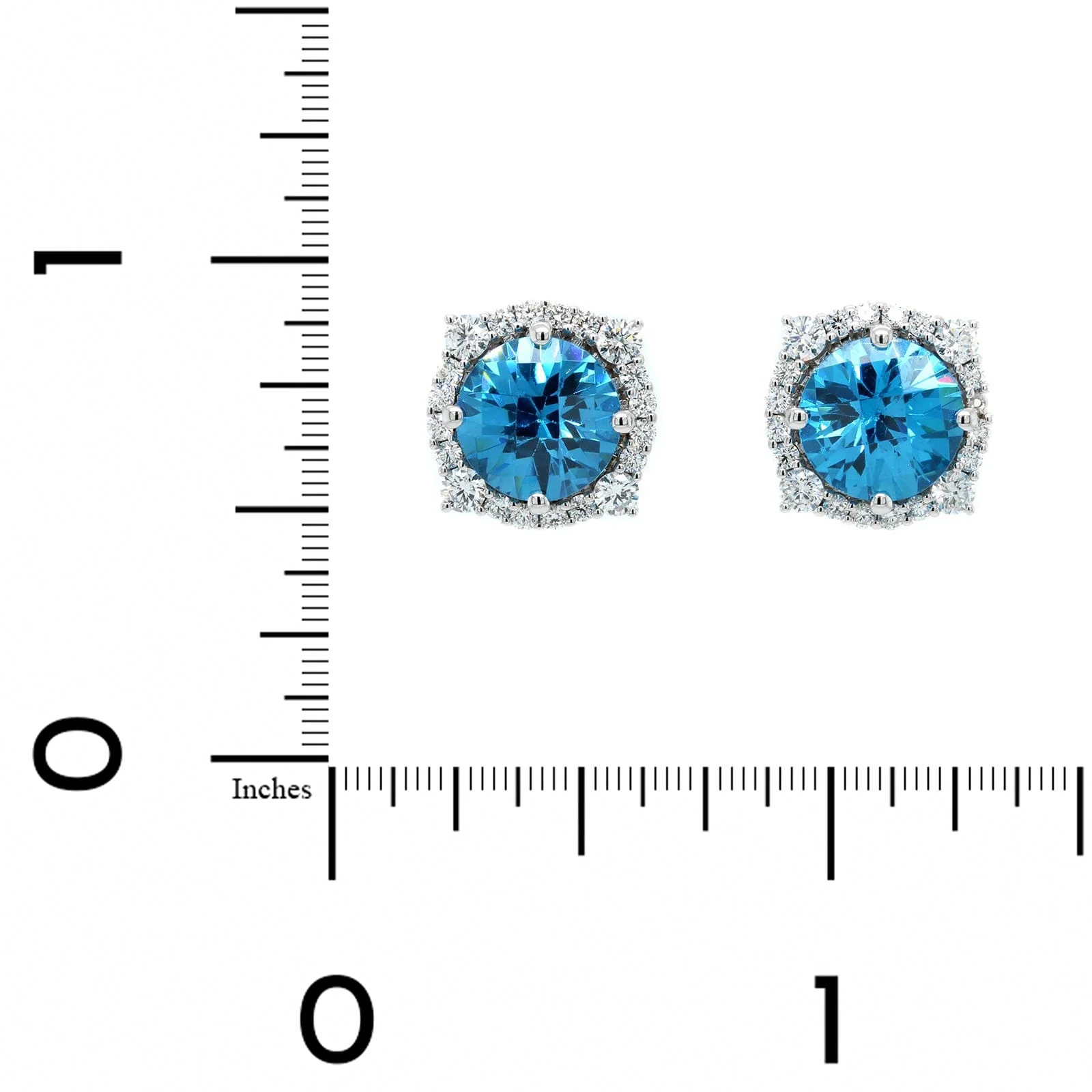 18K White Gold Blue Zircon Studs - Image 2