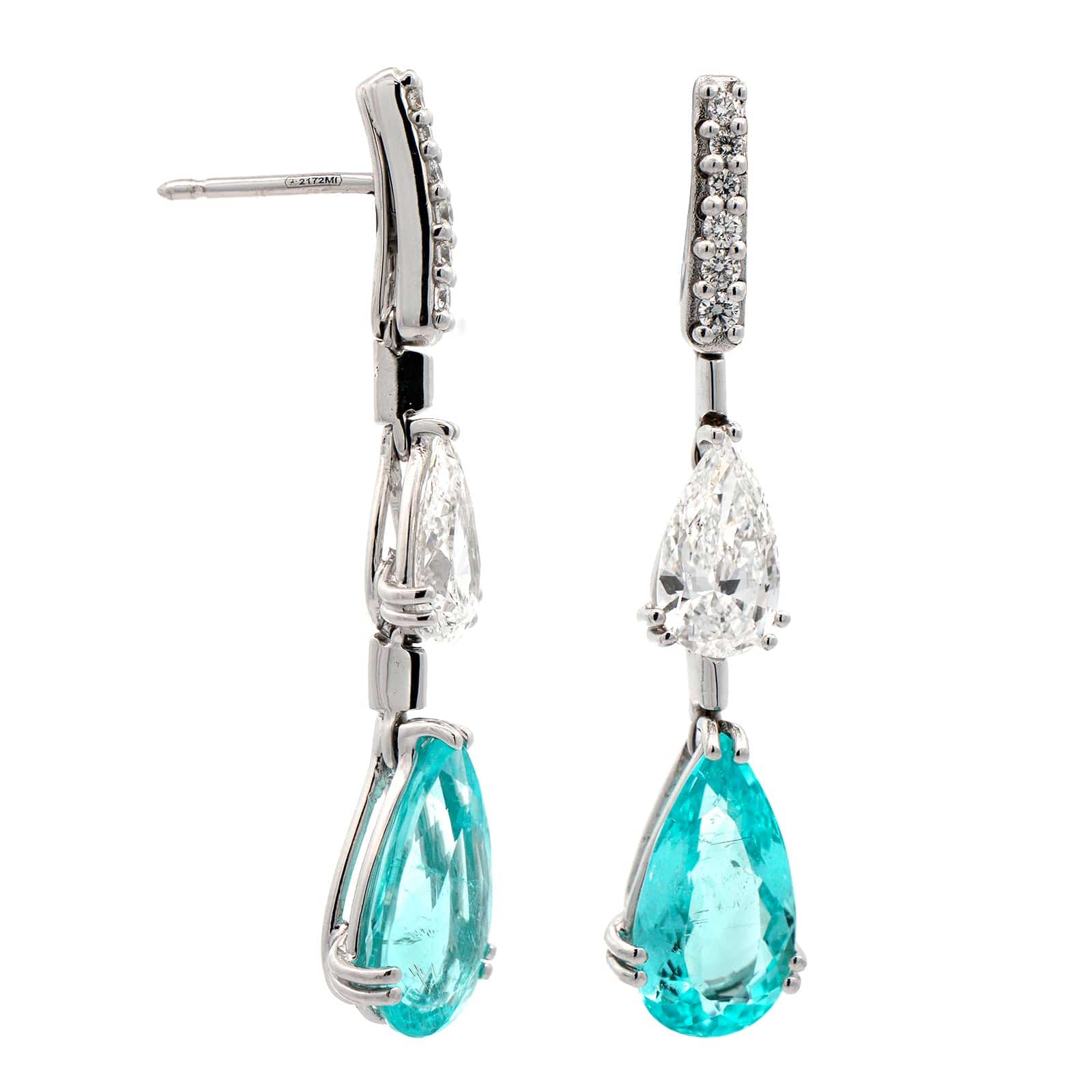 Zydo 18K White Gold Tourmaline and Diamond Earrings - Image 3