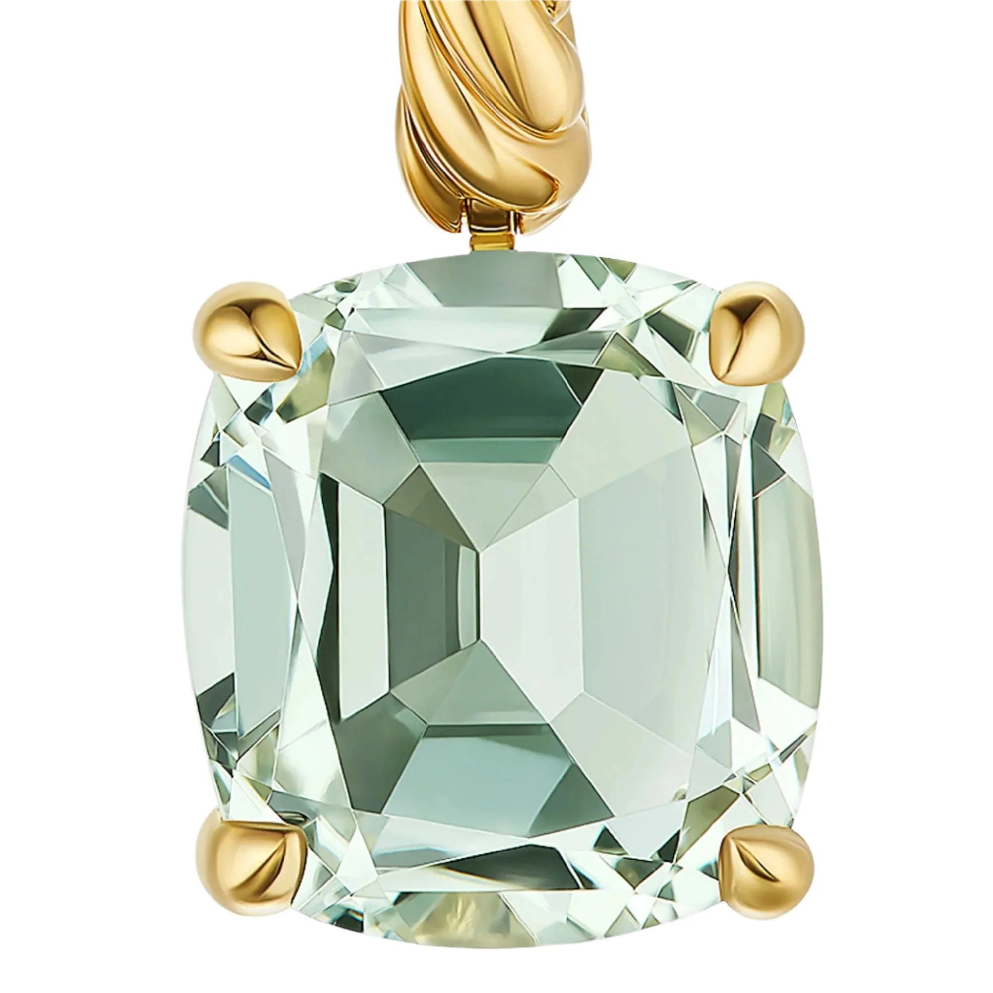 Marbella Drop Earrings 18K Yellow Gold with Prasiolite, 11mm - Image 3