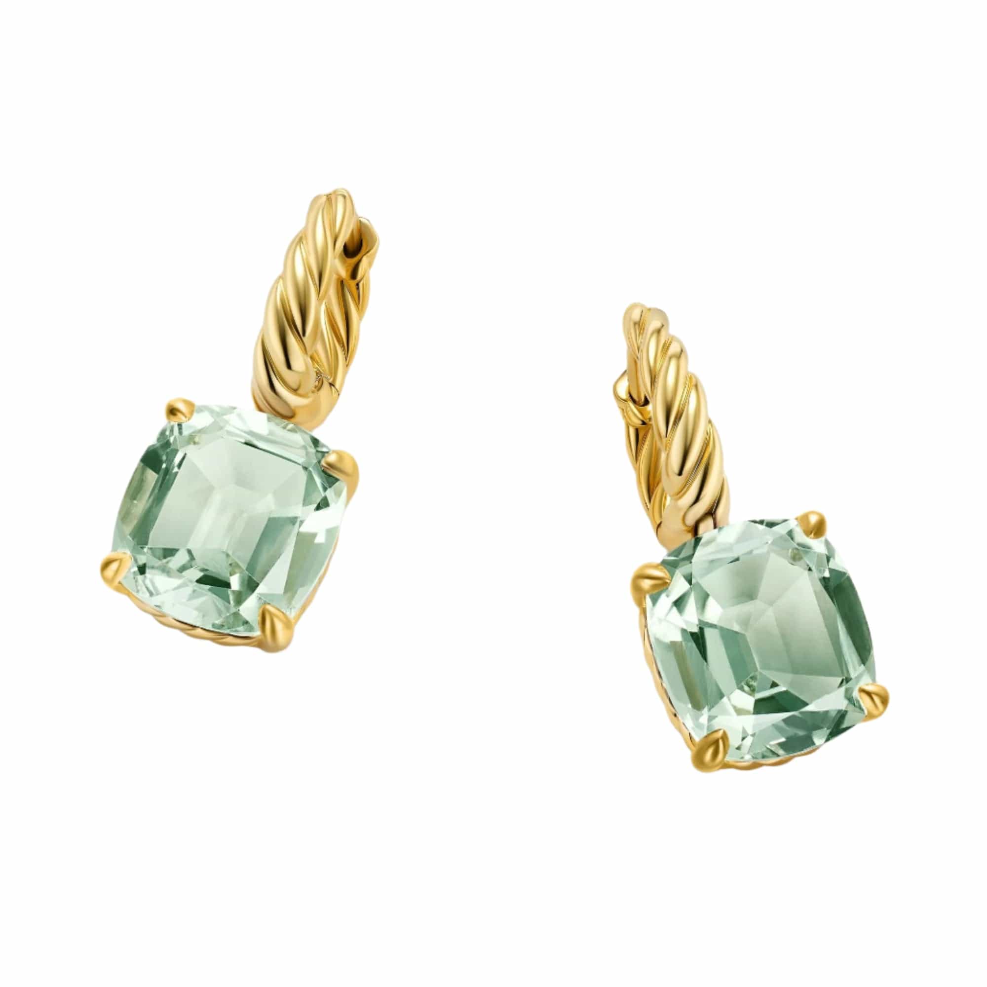 Marbella Drop Earrings 18K Yellow Gold with Prasiolite, 11mm - Image 4