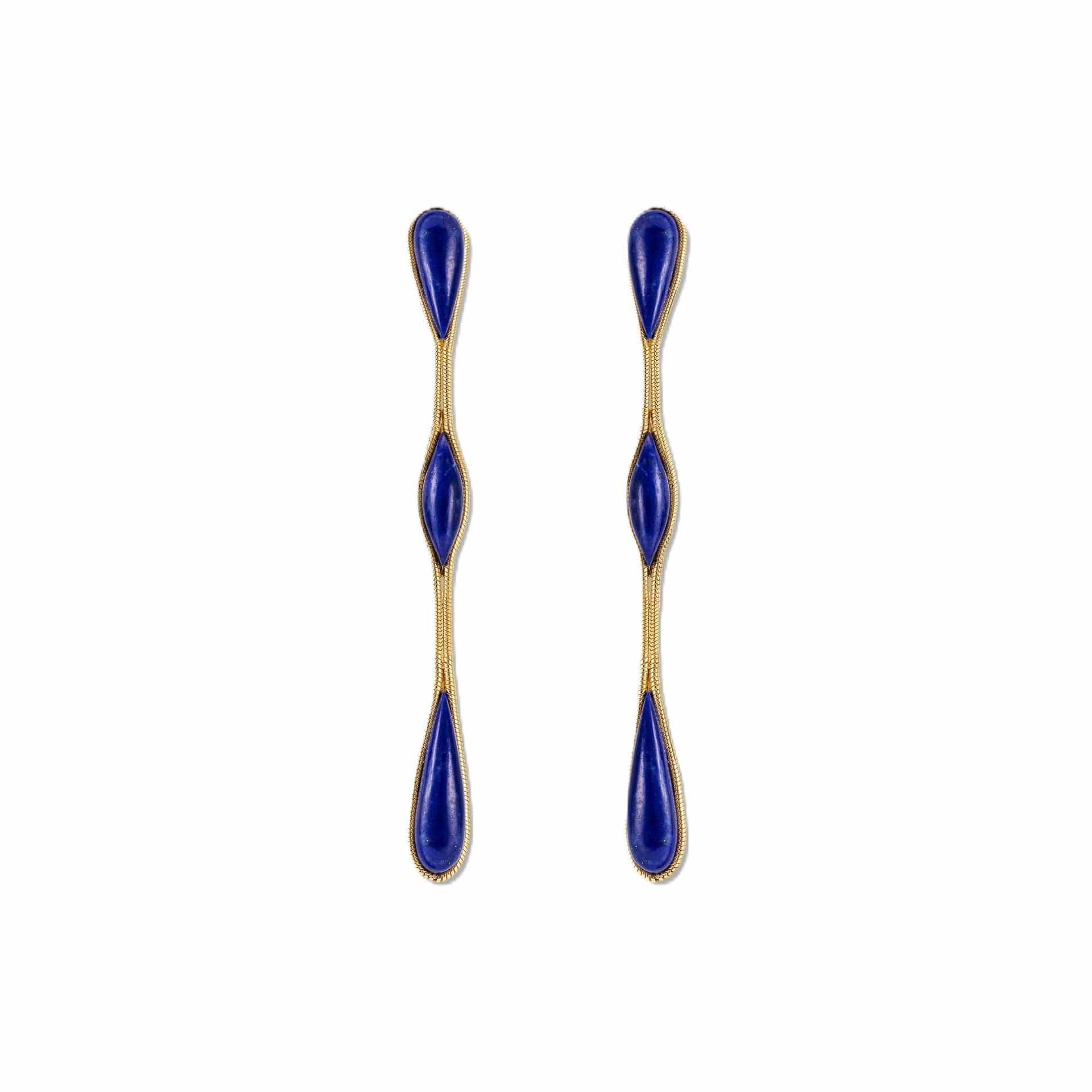 Fernando Jorge 18K Yellow Gold and Lapis Fluid Drop Earrings