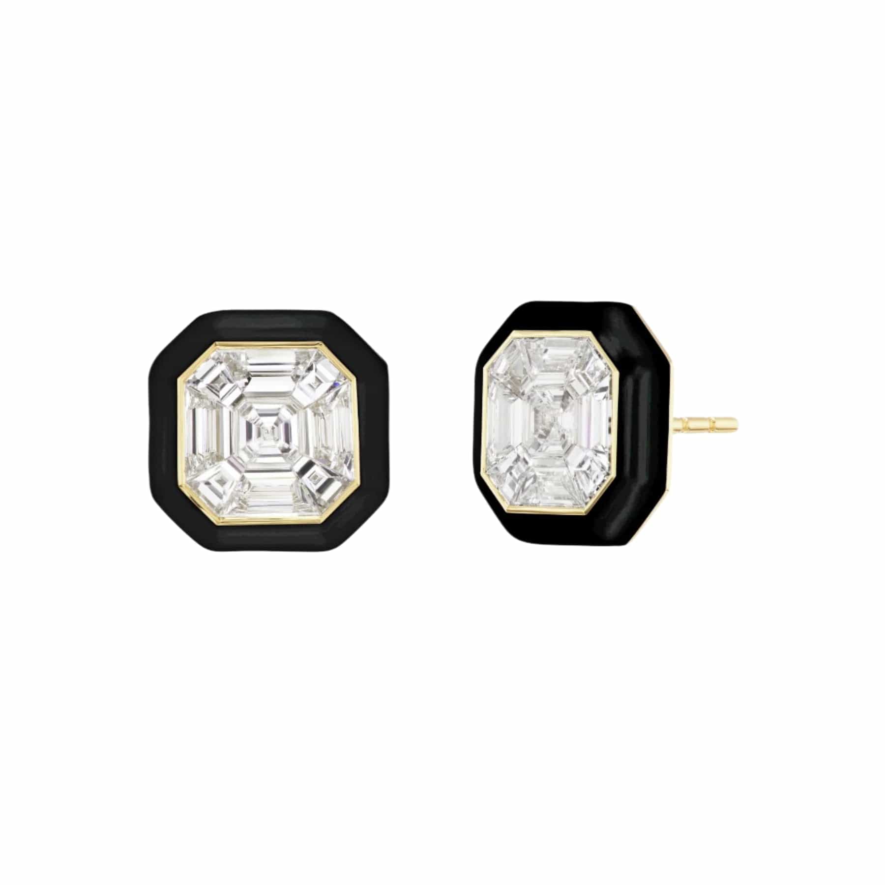 Emily P. Wheeler 18K Yellow Gold Diamond Puzzle Stud Earrings