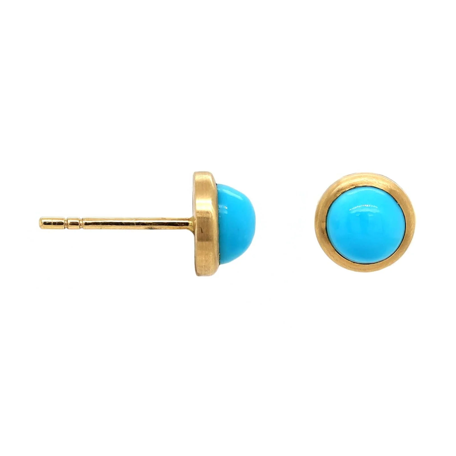 18K Yellow Gold Turquoise Stud Earrings