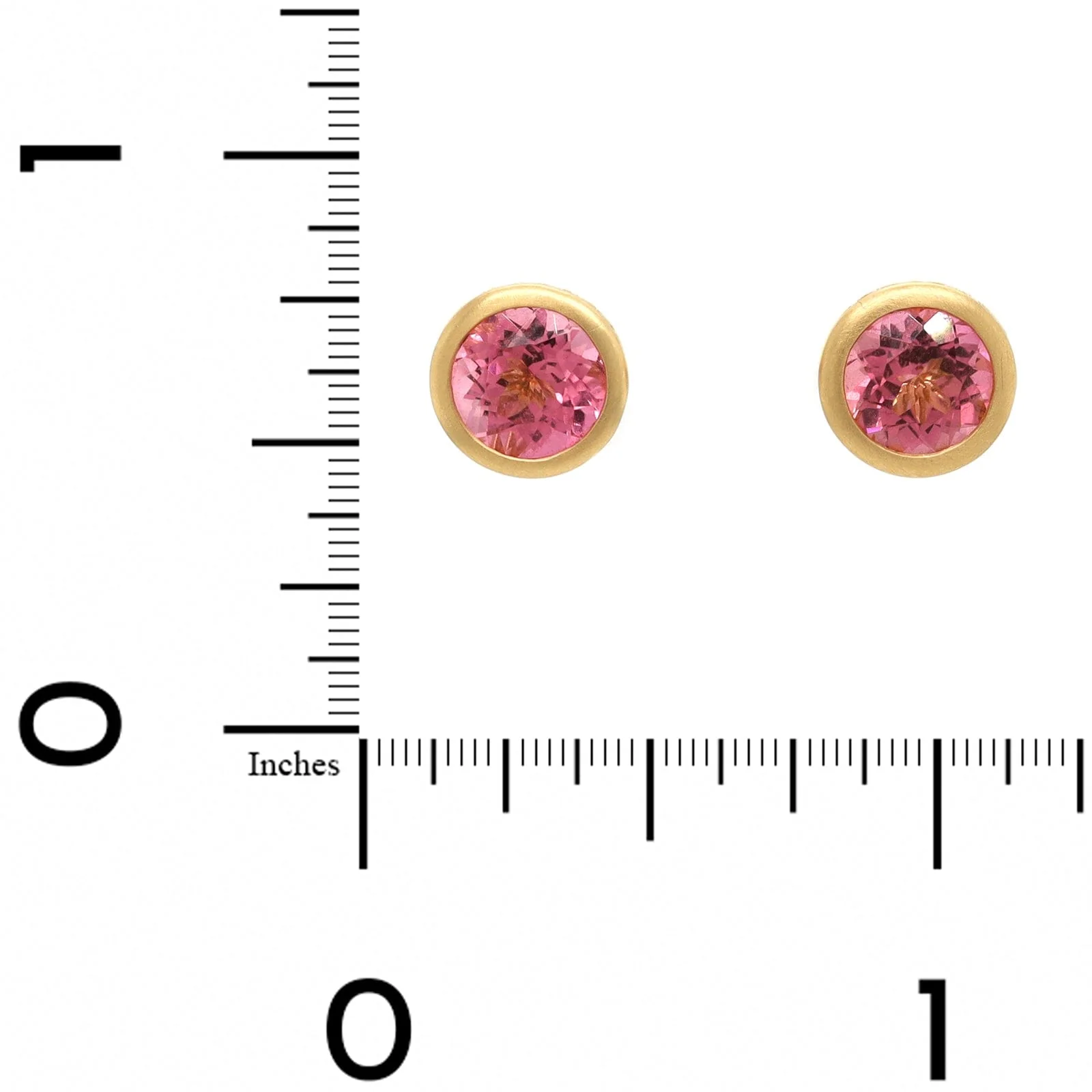 18K Yellow Gold Pink Tourmaline Stud Earrings - Image 2