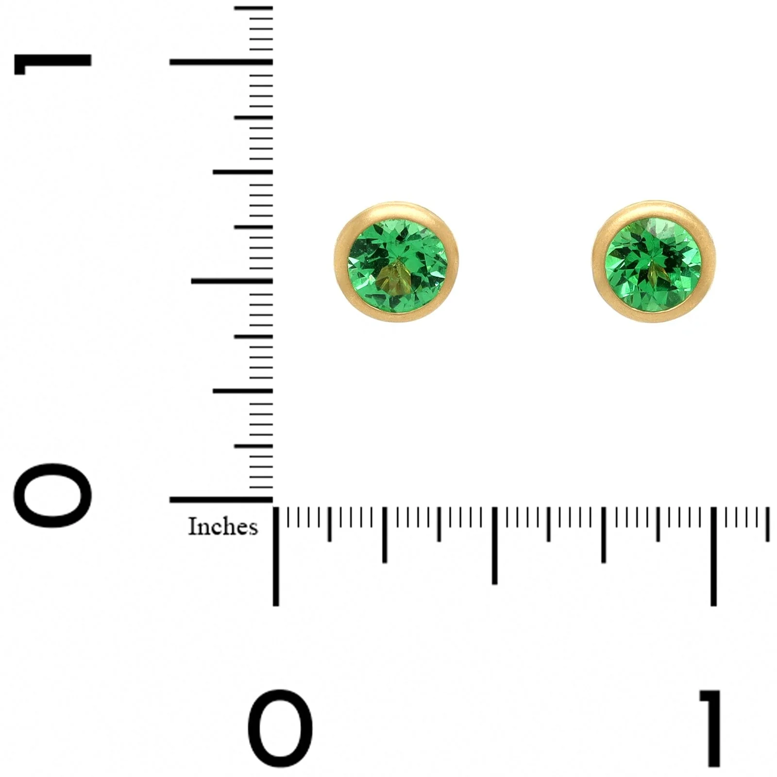 18K Yellow Gold Round Tsavorite Stud Earrings - Image 2