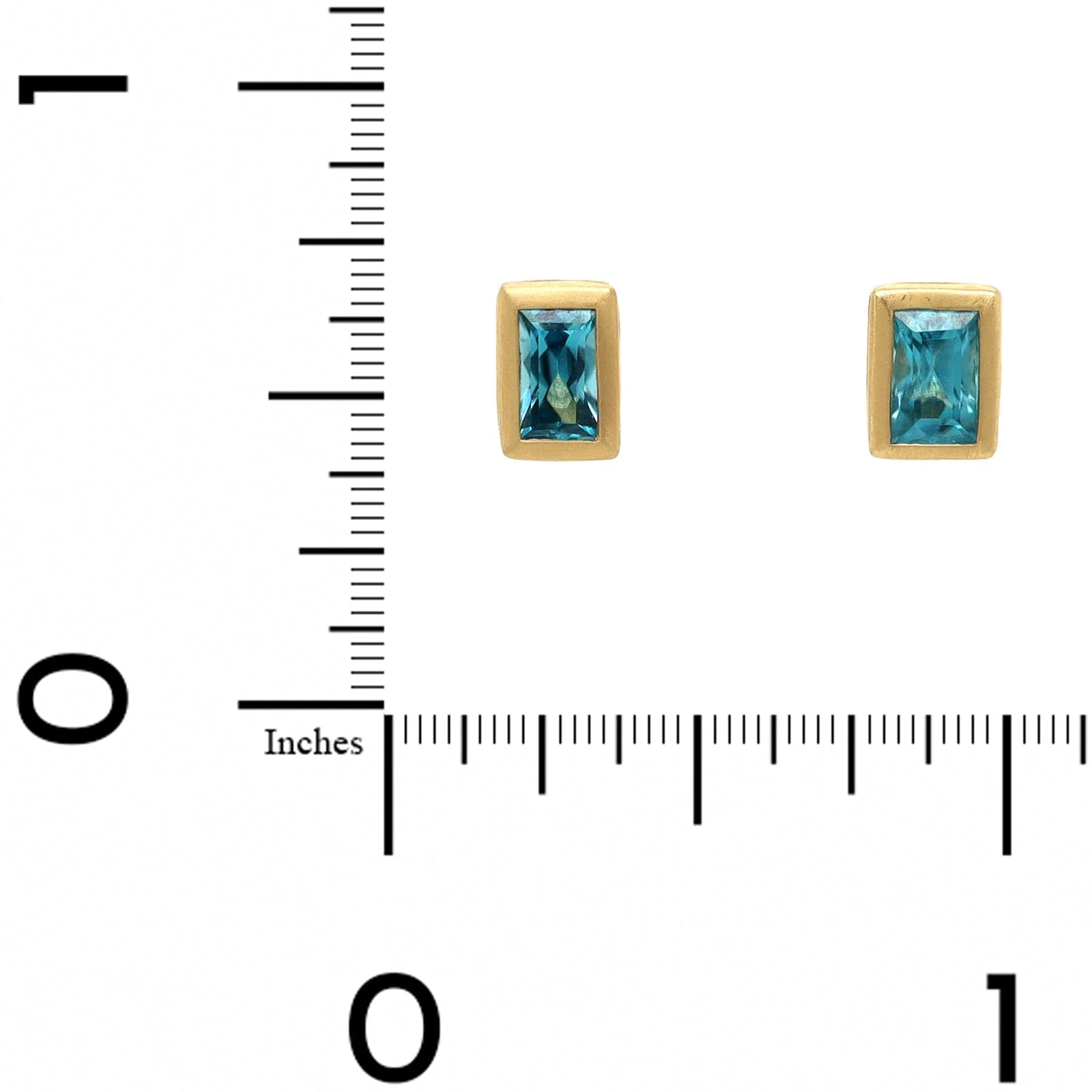 18K Yellow Gold Blue Zircon Stud Earrings - Image 2