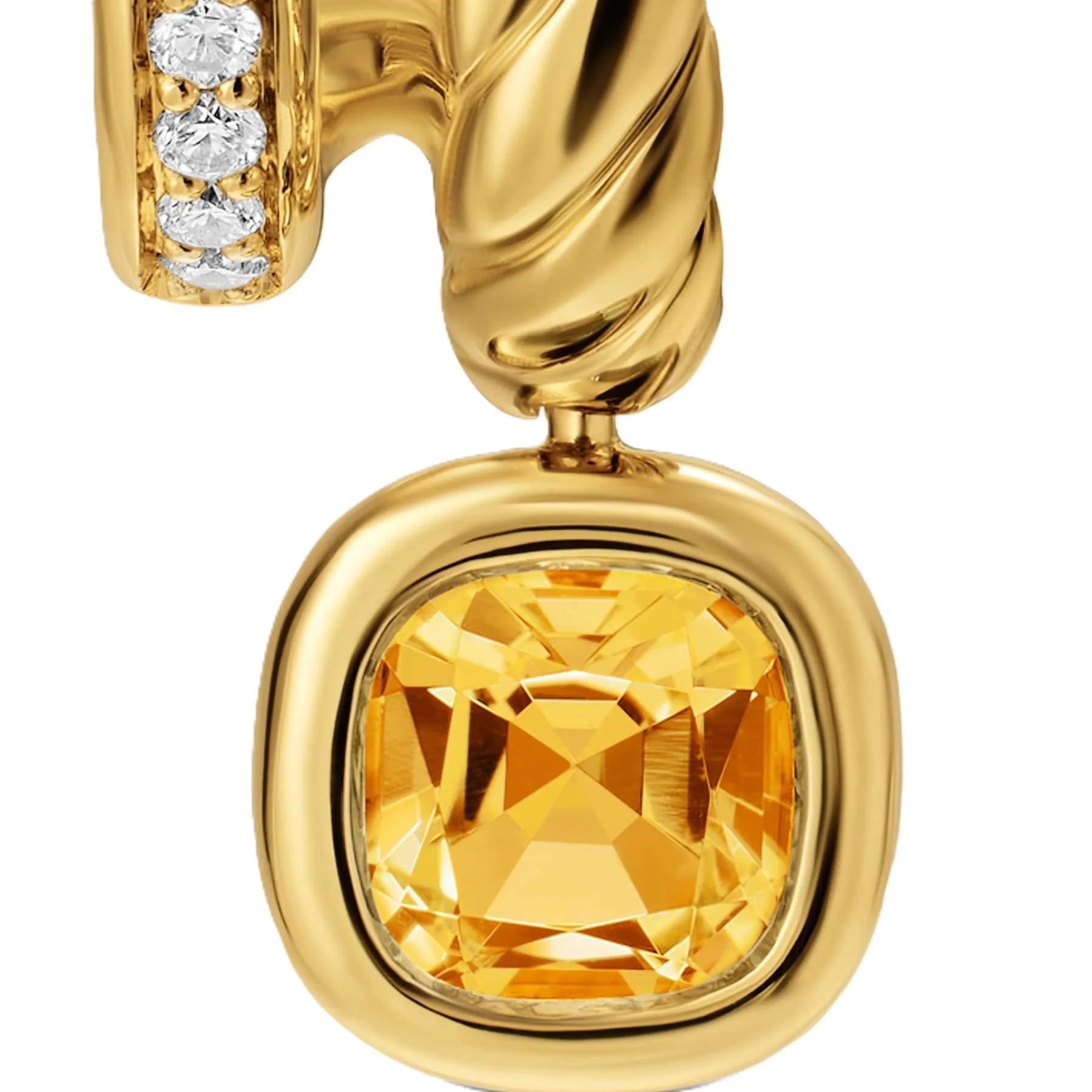 DY Mercer® Color Two Row Drop Earrings 18K Yellow Gold with Citrine and Diamonds, 19.5mm - Image 3