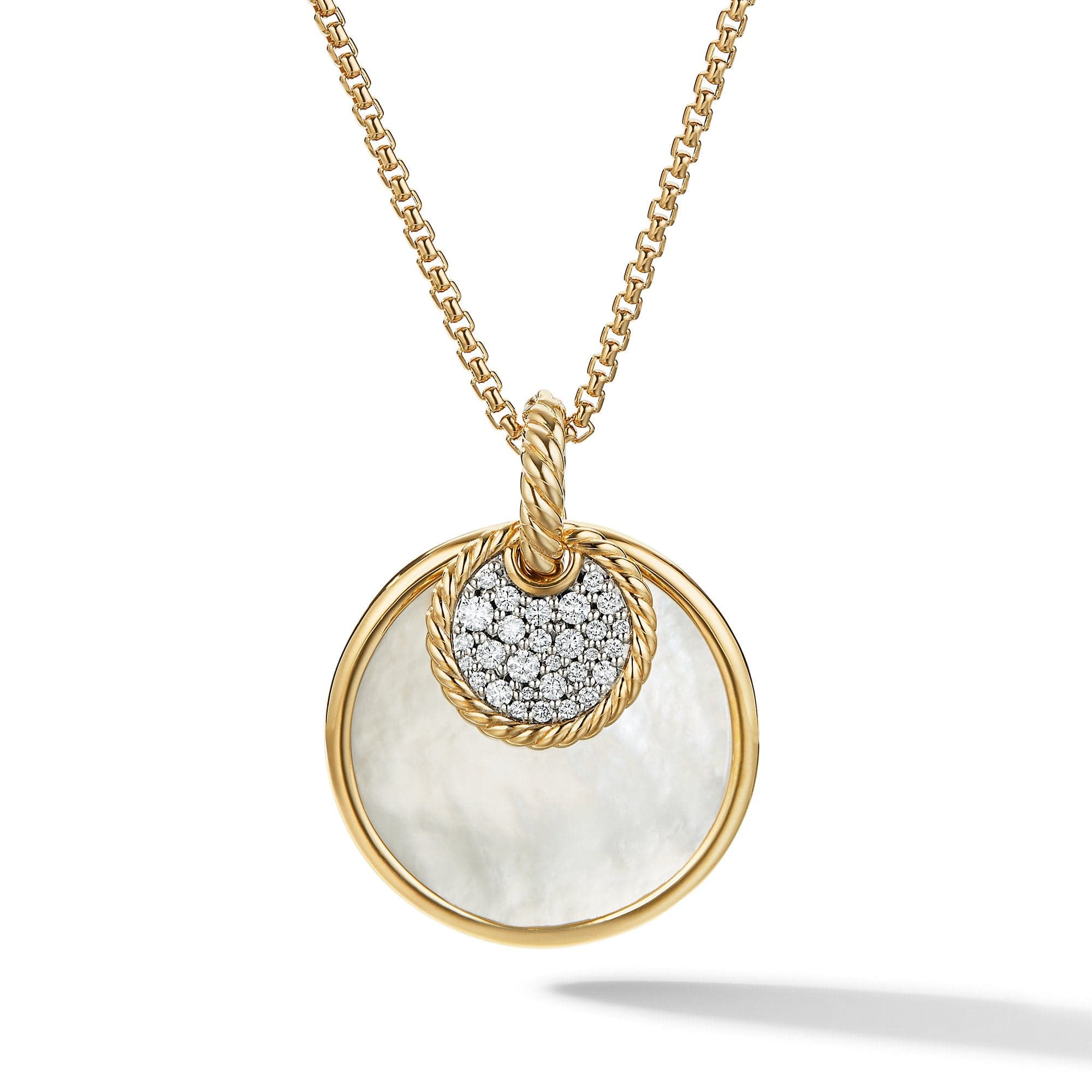 DY Elements Convertible Pendant Necklace in 18K Yellow Gold with Black Onyx and Mother of Pearl and Pavé Diamonds - Image 3