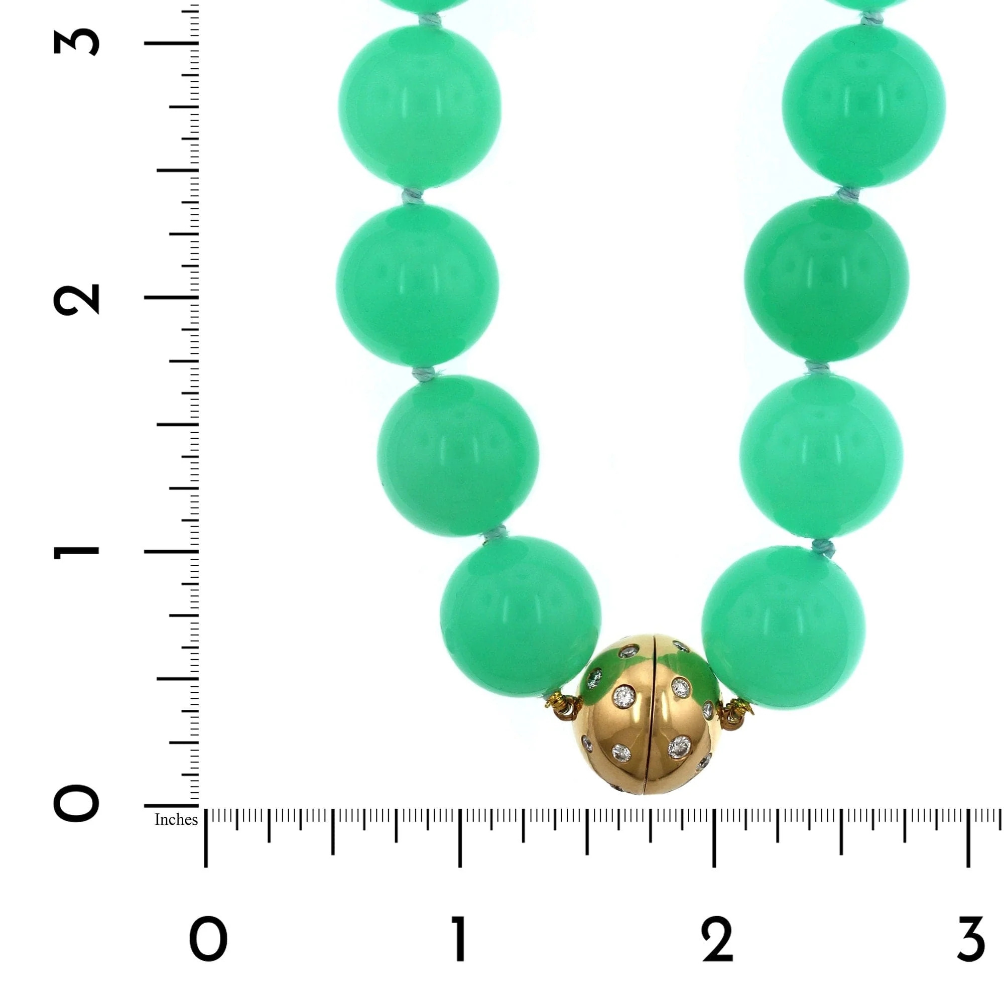18K Rose Gold Chrysoprase Bead Necklace - Image 3