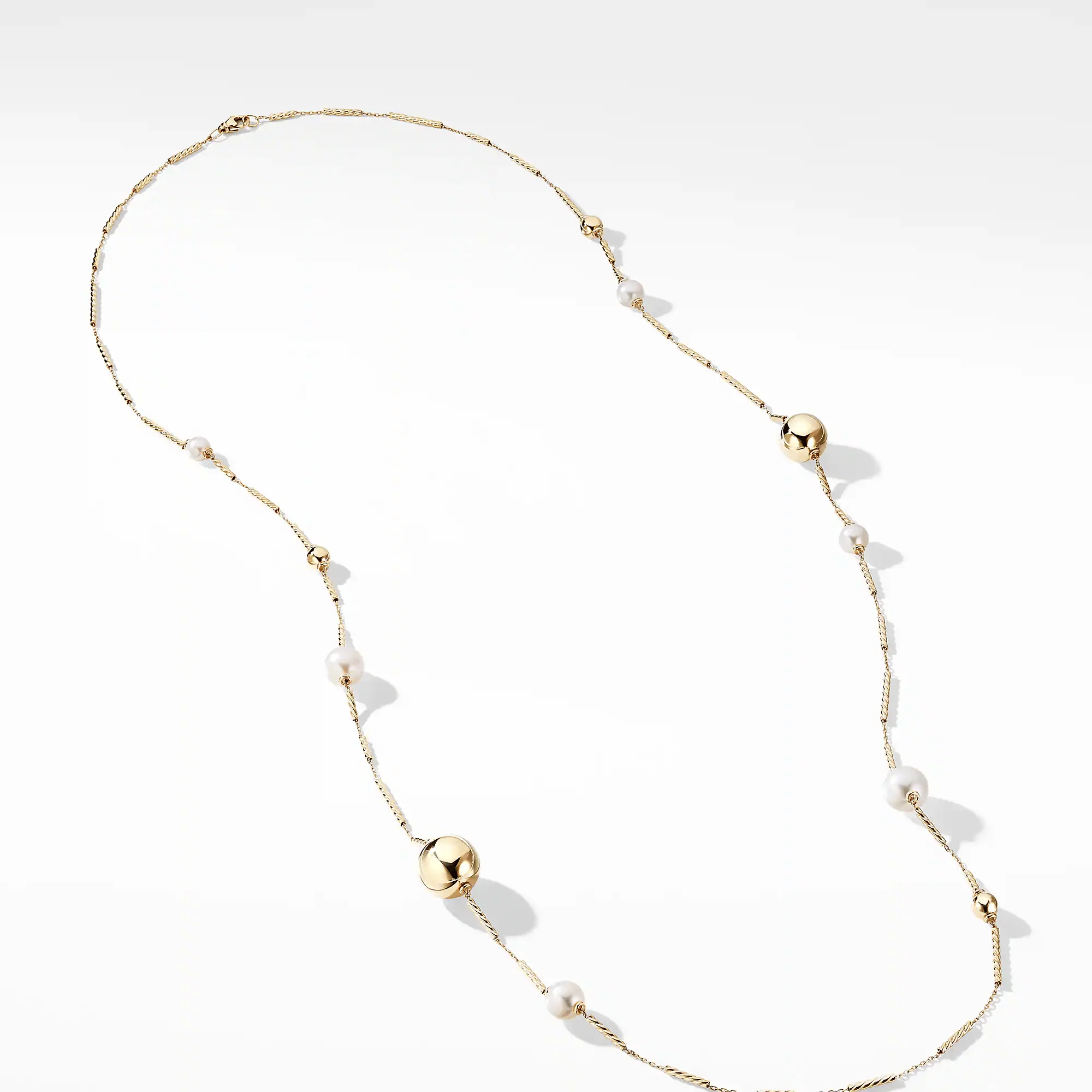 Solari Long Station Necklace with Pearls in 18K Gold - Image 2