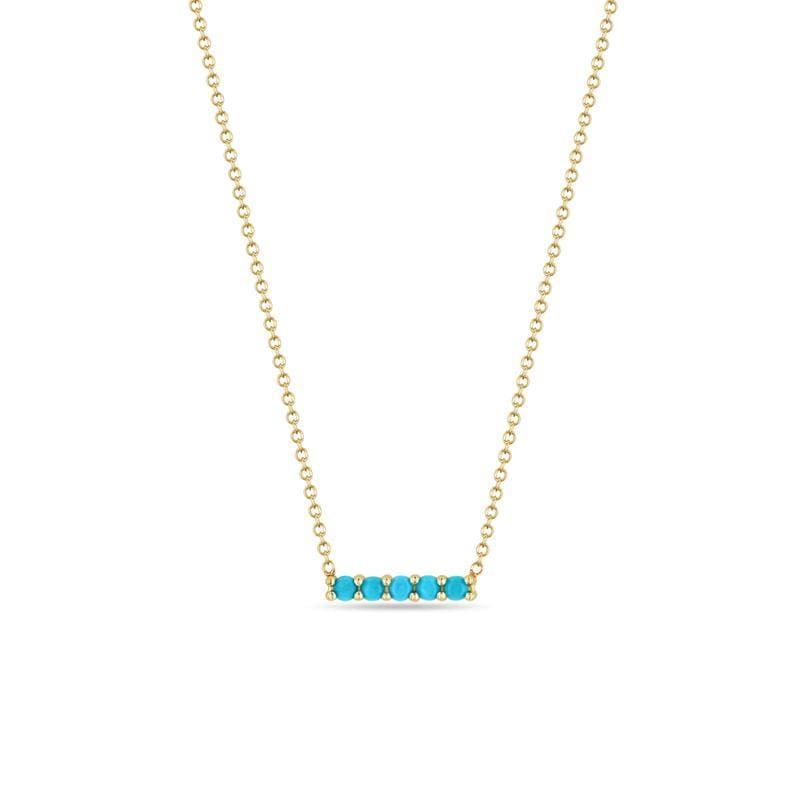 14K Yellow Gold Turquoise Bar Necklace