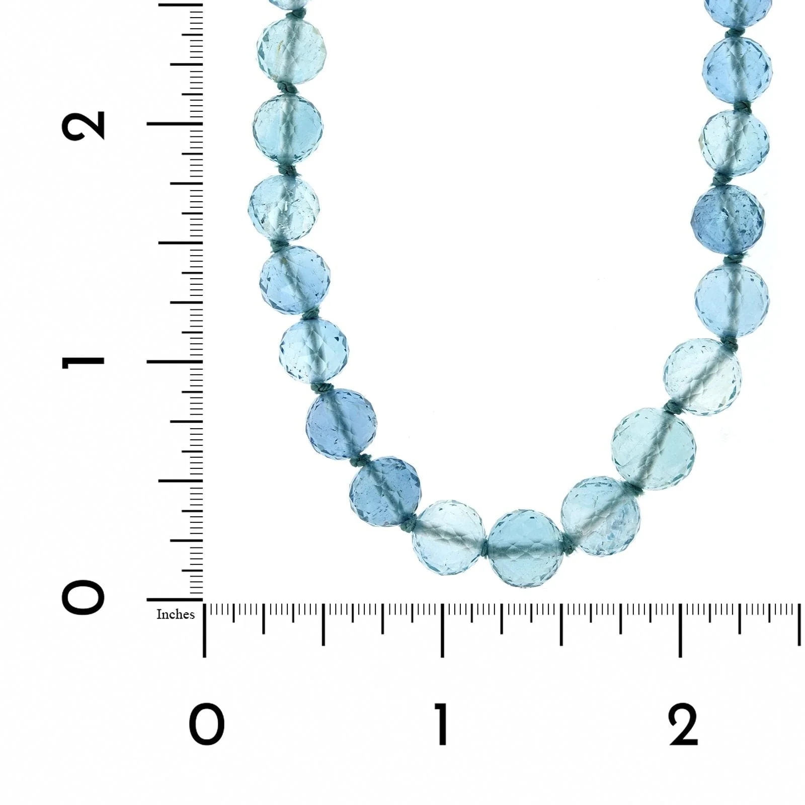 18K White Gold Graduated Aquamarine Bead with Diamond Necklace - Image 3