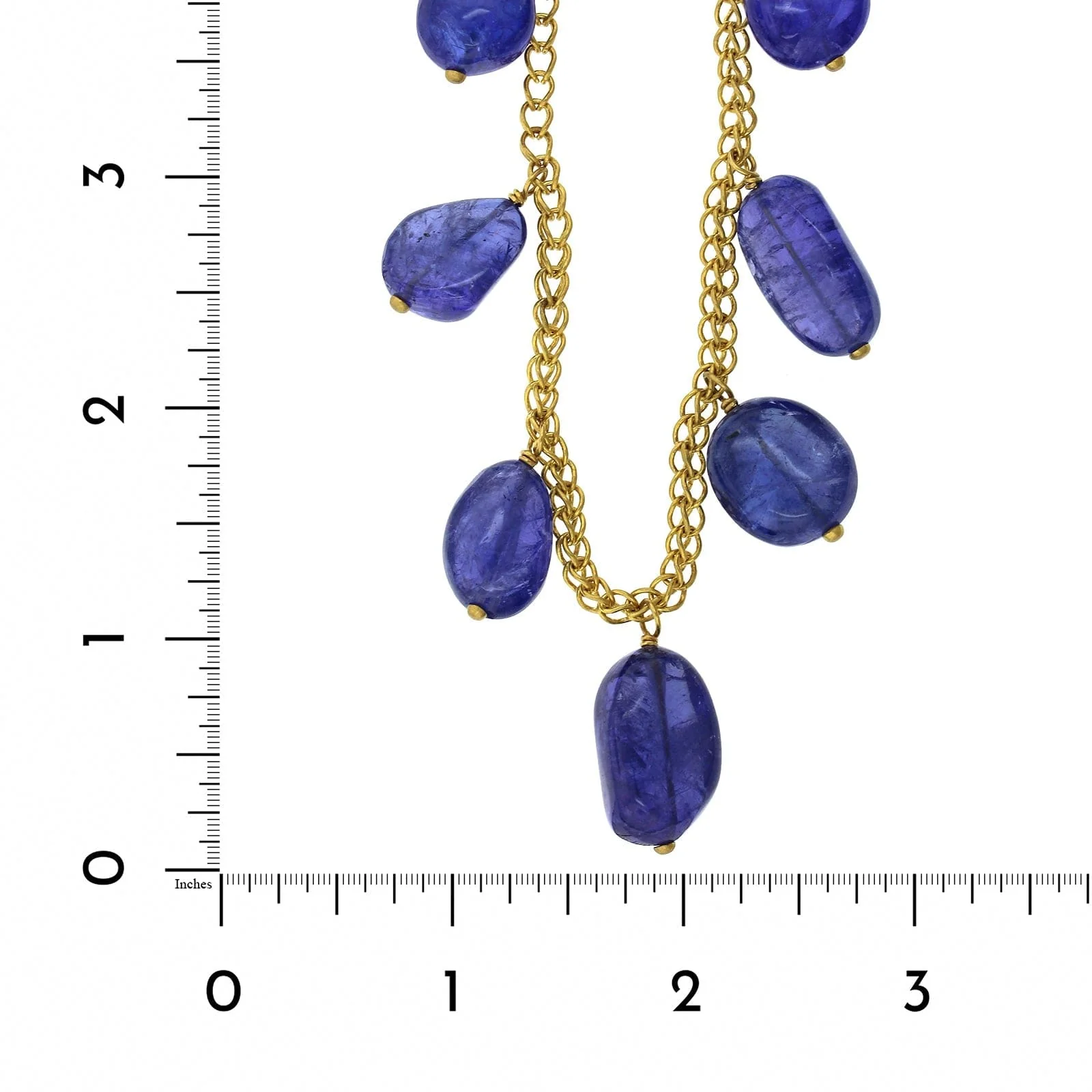 Mallary Marks 22K and 18K Yellow Gold Oval Cabochon Tanzanite Bead Necklace - Image 3