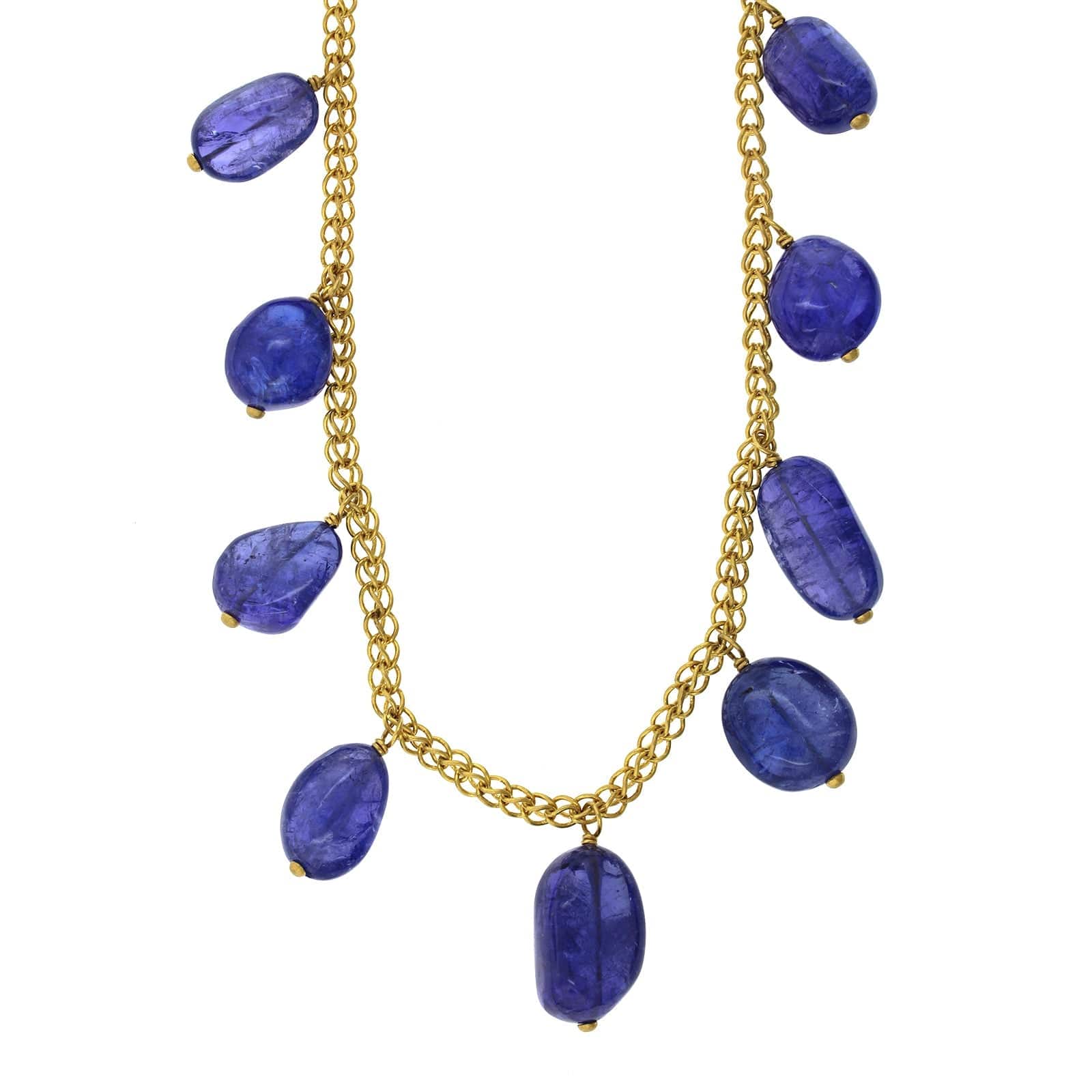 Mallary Marks 22K and 18K Yellow Gold Oval Cabochon Tanzanite Bead Necklace - Image 4