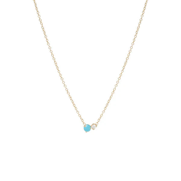 14K Yellow Gold Turquoise Diamond Necklace