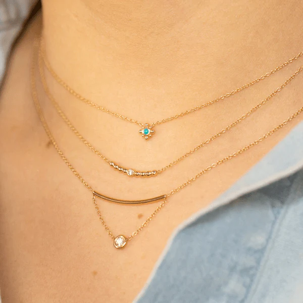 14K Yellow Gold Turquoise Starburst Necklace - Image 2