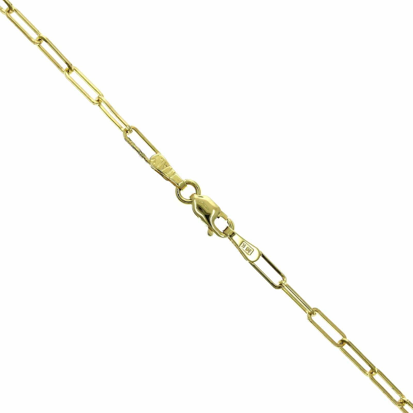 18K Yellow Gold Multi Stone Paperclip Necklace - Image 3
