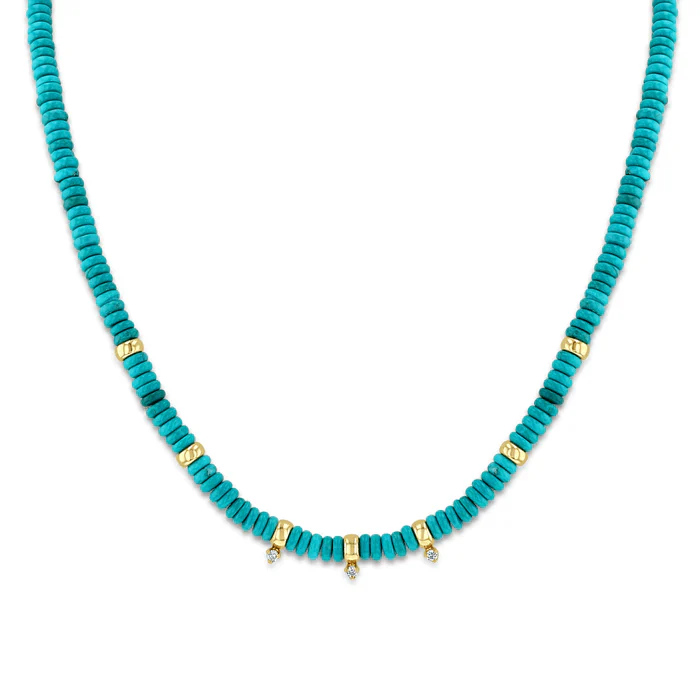 Zoe Chicco 14K Yellow Gold Turquoise and Diamond Necklace