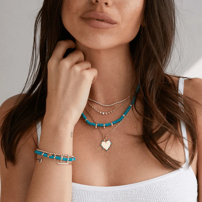 Zoe Chicco 14K Yellow Gold Turquoise and Diamond Necklace - Image 2