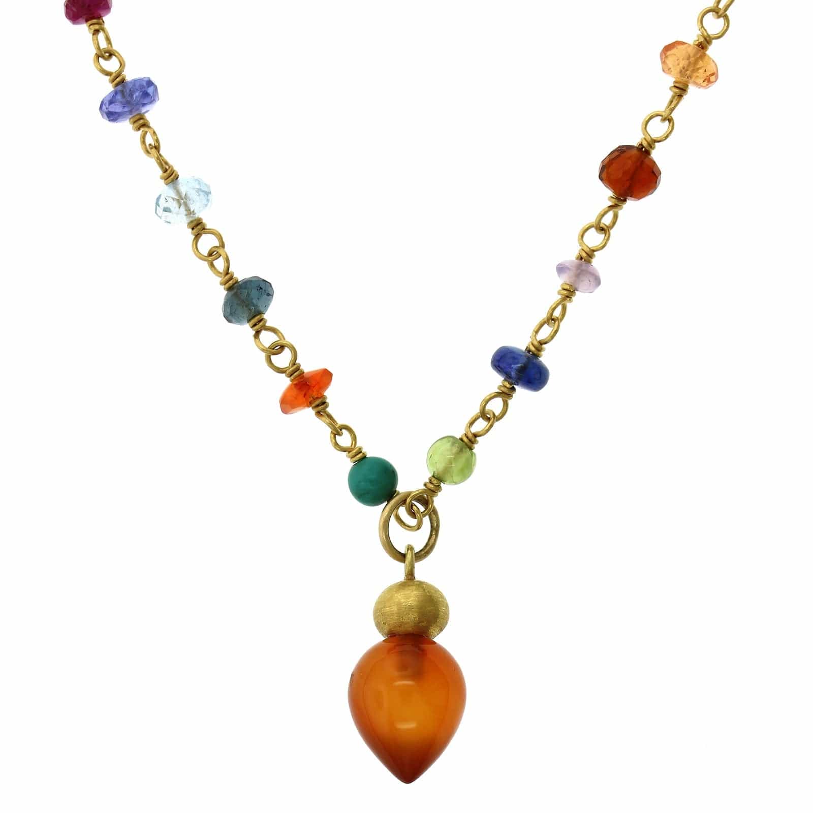 Mallary Marks 22K Yellow Gold Multi Gem Buoy Necklace - Image 4