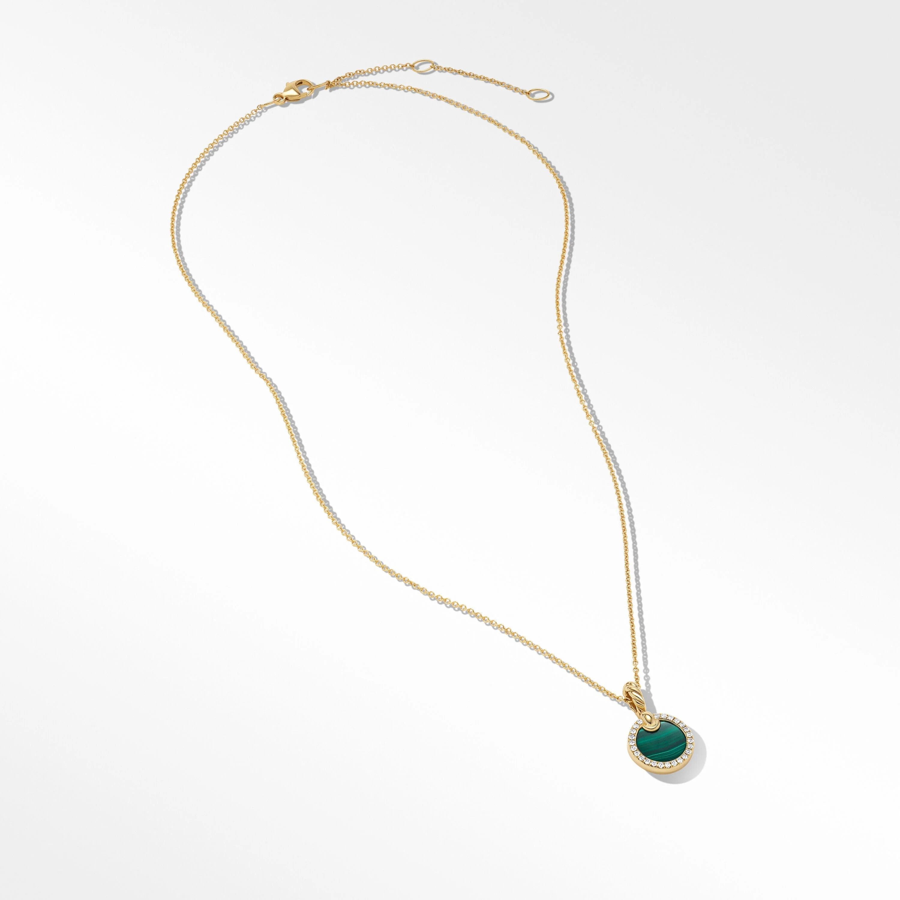 Petite DY Elements® Pendant Necklace in 18K Yellow Gold with Malachite and Pavé Diamonds - Image 2