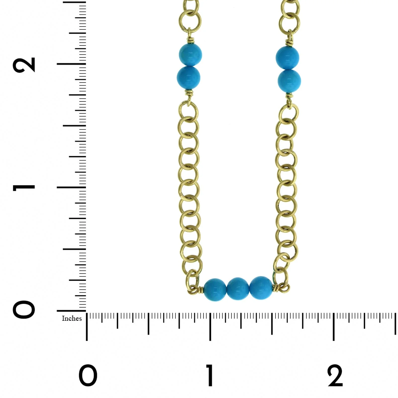 Suzy Landa 18K Yellow Gold Turquoise Bead Station Necklace - Image 3