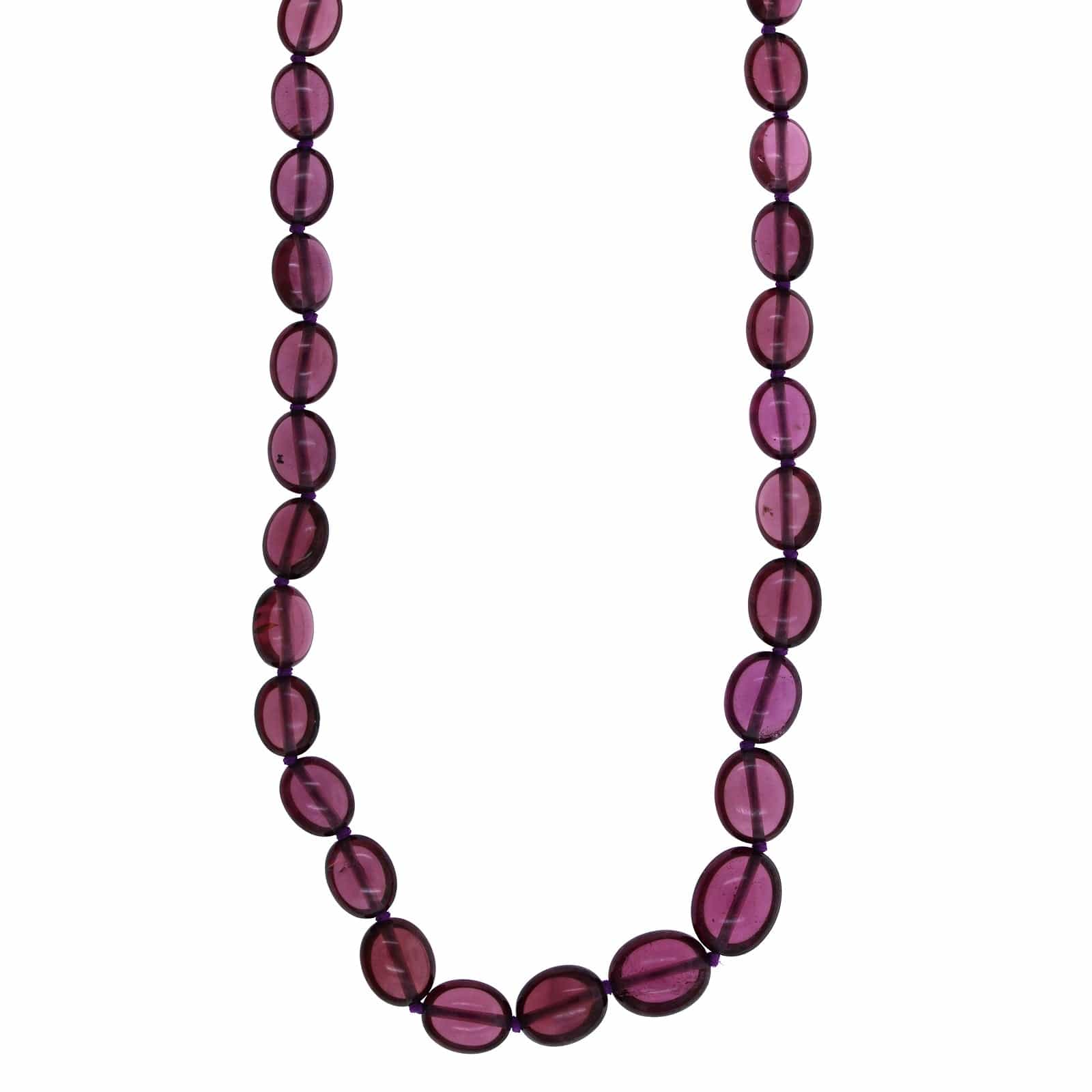 18K Yellow Gold Rhodolite Garnet Strand Necklace - Image 4