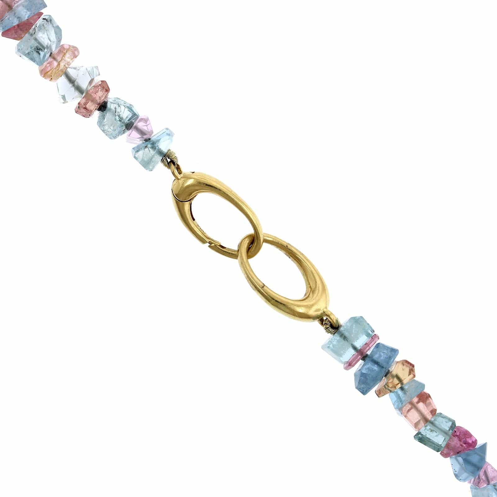 18K Yellow Gold Beryl and Tourmaline Bead Necklace - Image 2