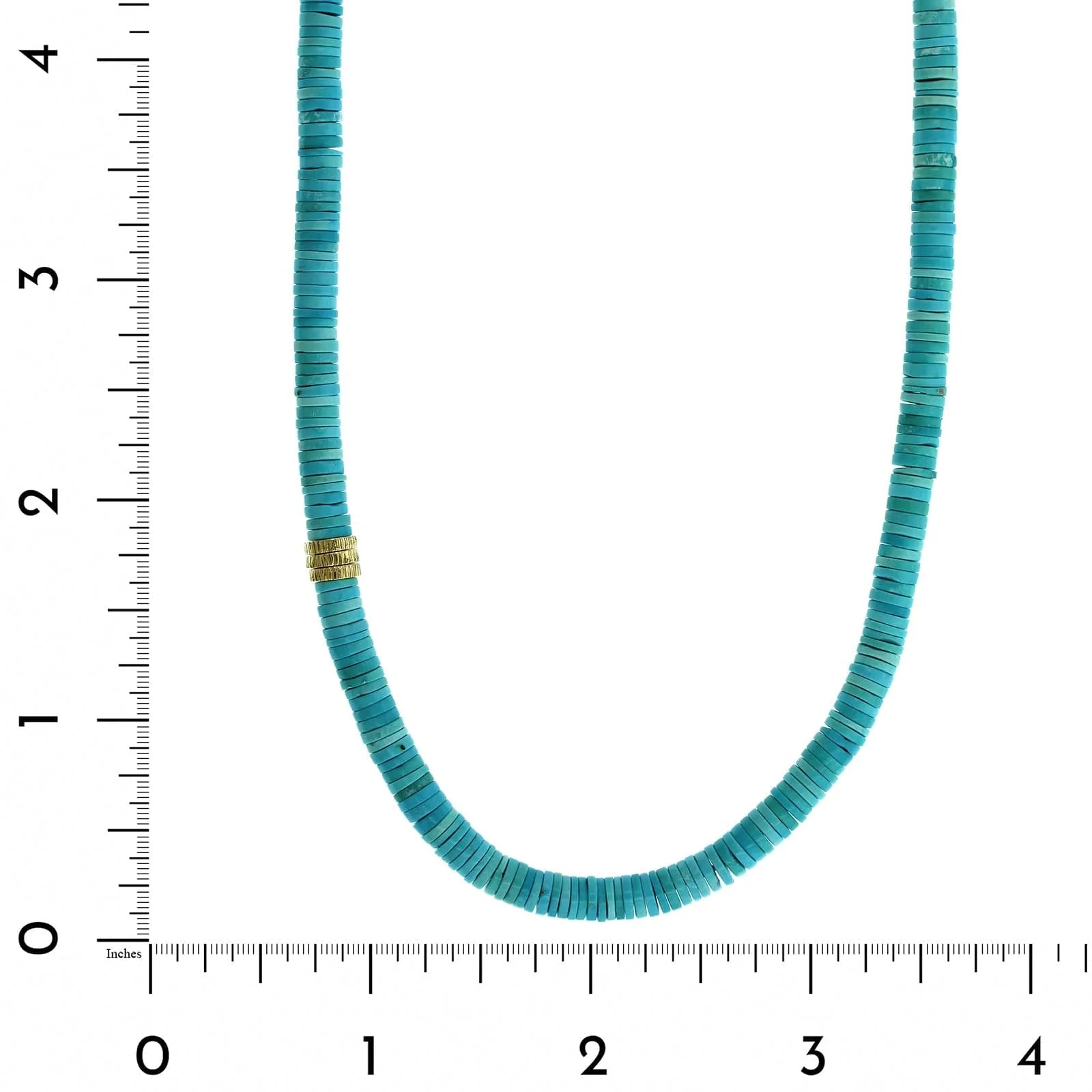 18K Yellow Gold Turquoise Bead Necklace - Image 3