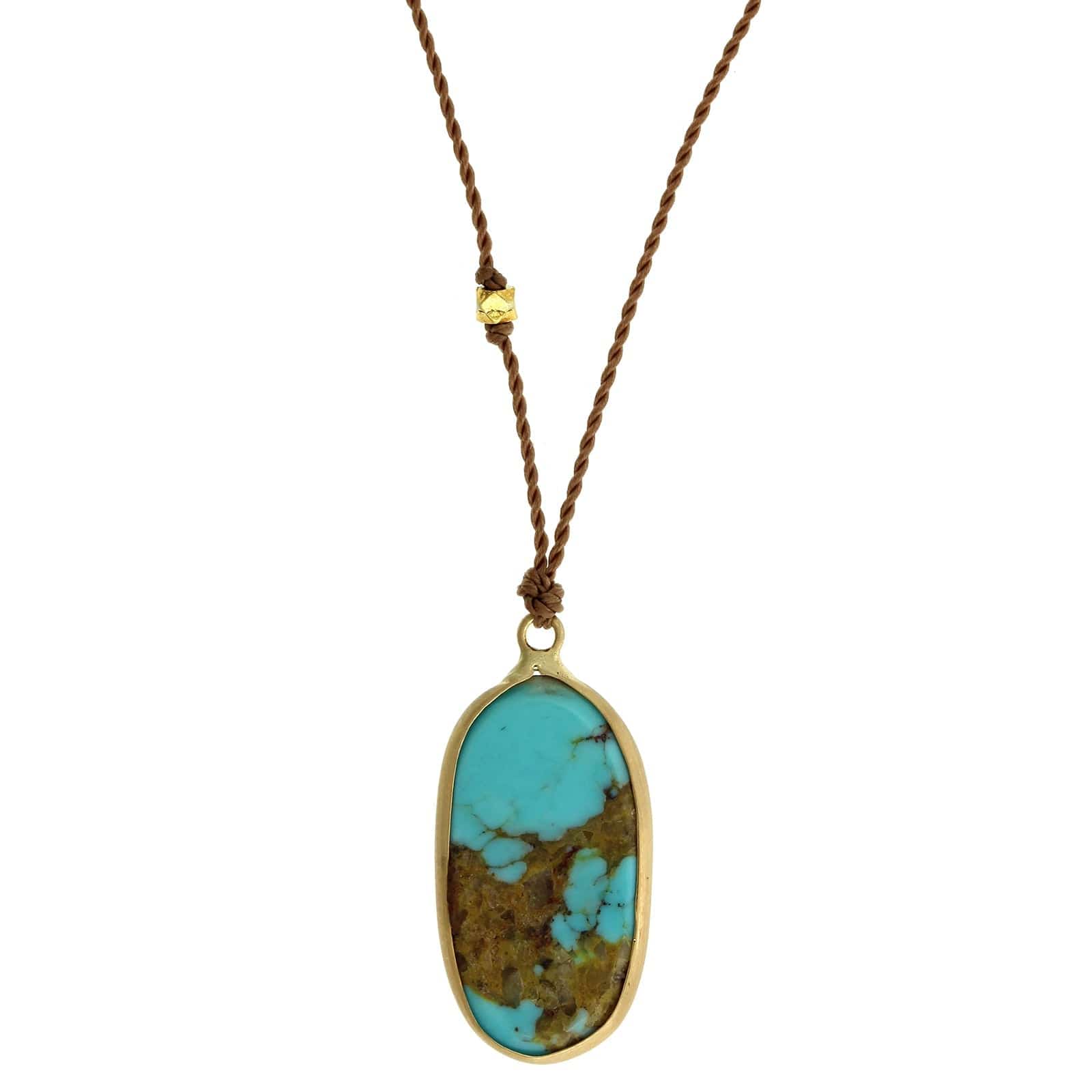 14K Yellow Gold Turquoise Pendant - Image 2