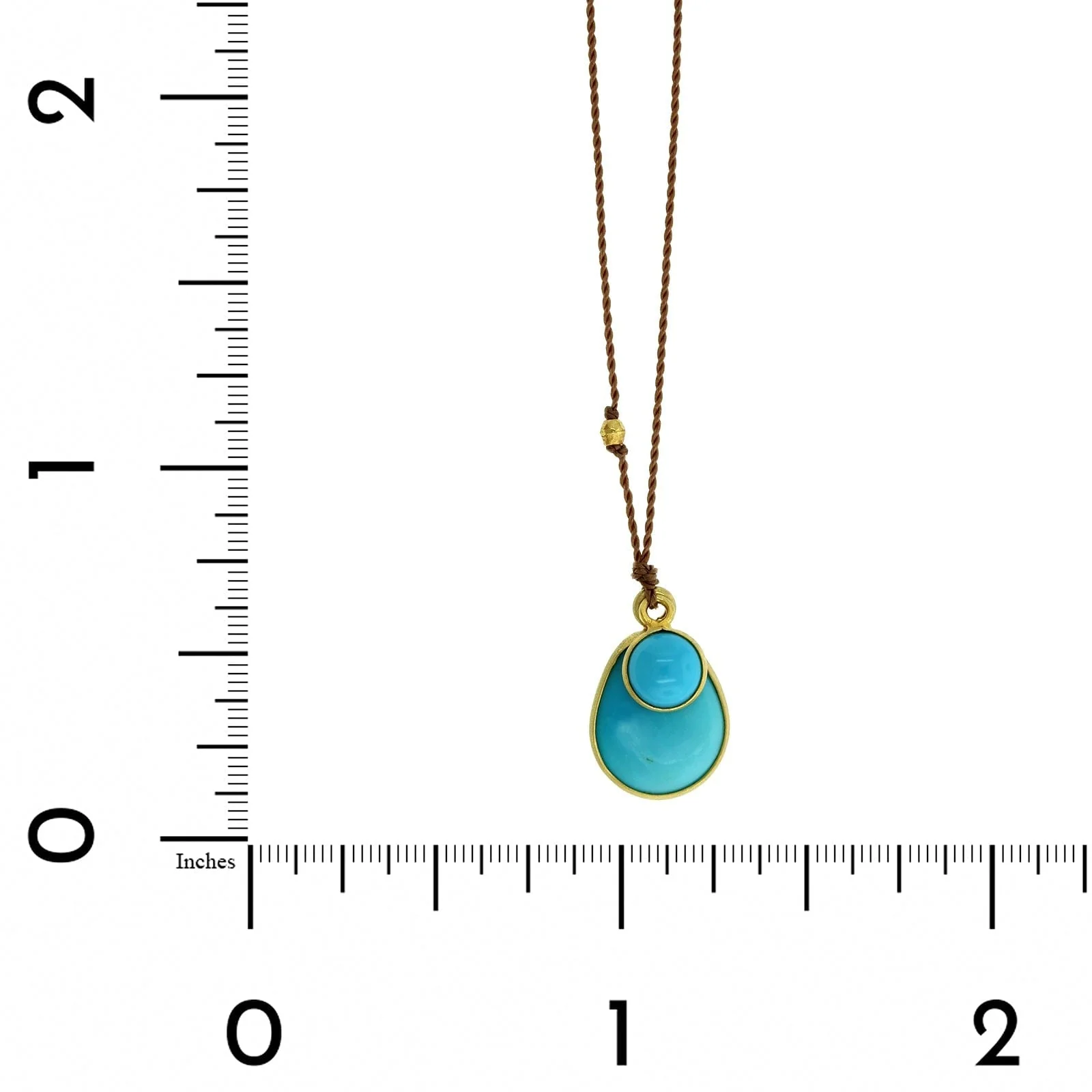 18K Yellow Gold Double Turquoise Pendant - Image 4