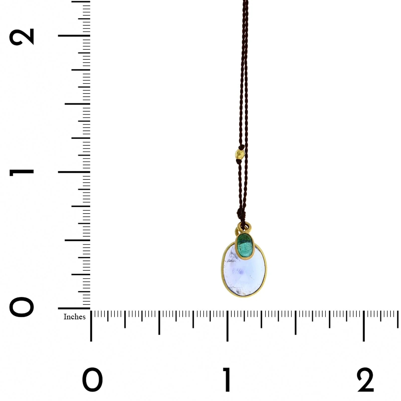 18K Yellow Gold Tanzanite and Emerald Pendant - Image 4