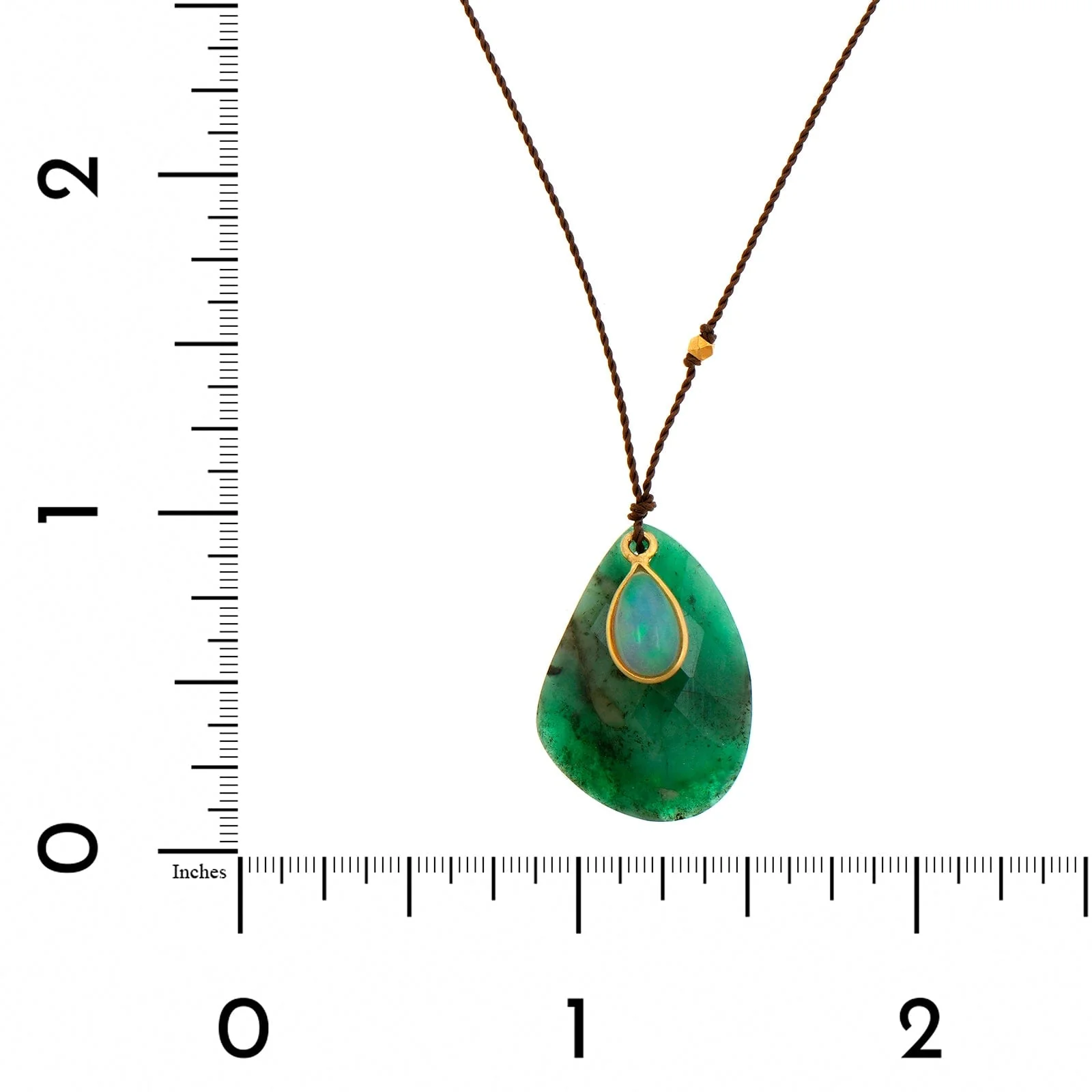 18K Yellow Gold Emerald and Opal Strand Necklace - Image 2