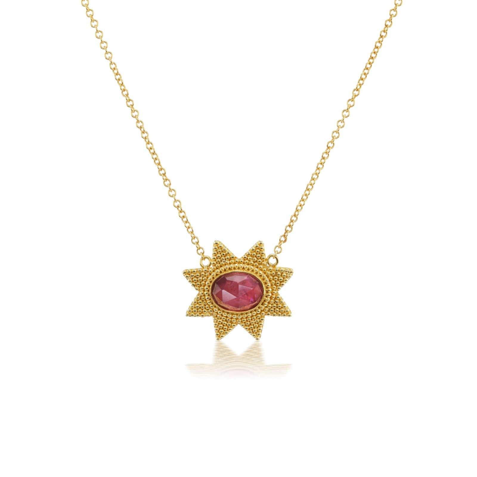 Christina Alexiou 18K Yellow Gold Pink Tourmaline Star Necklace