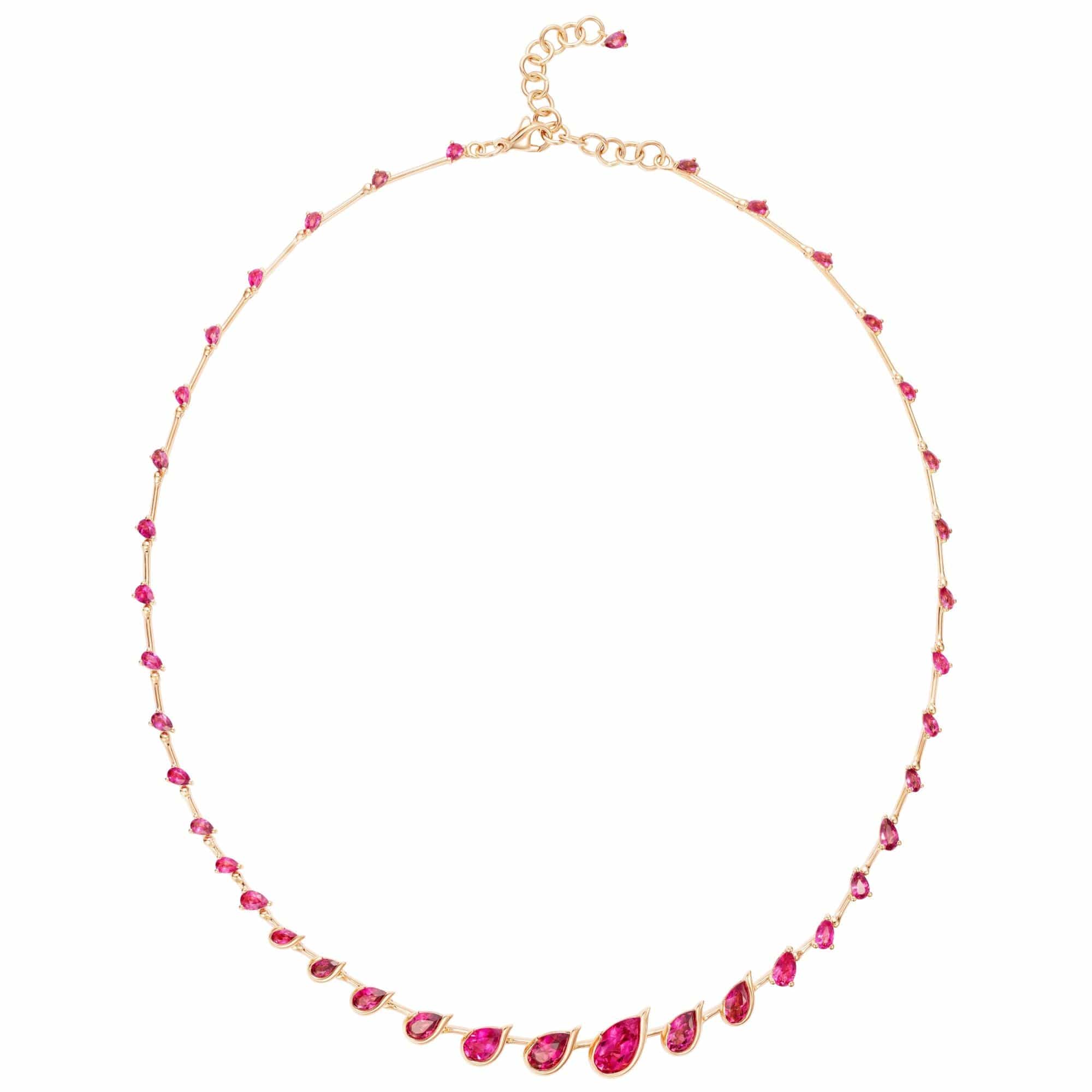 Fernando Jorge 18K Rose Gold Pear Shaped Rubellite Flicker Necklace