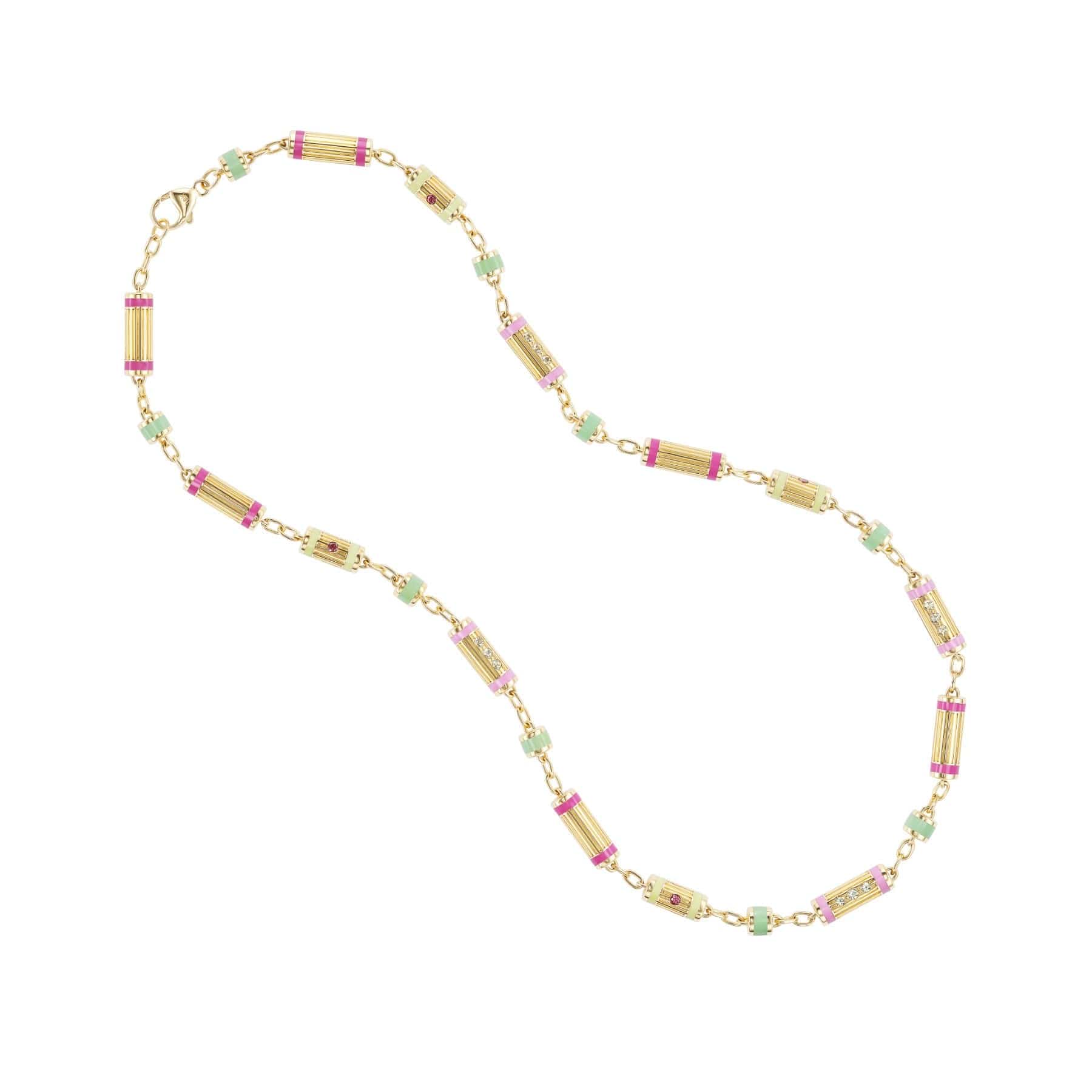 Emily P. Wheeler 18K Yellow Gold Multi Gemstone Groove Chain Necklace - Image 2
