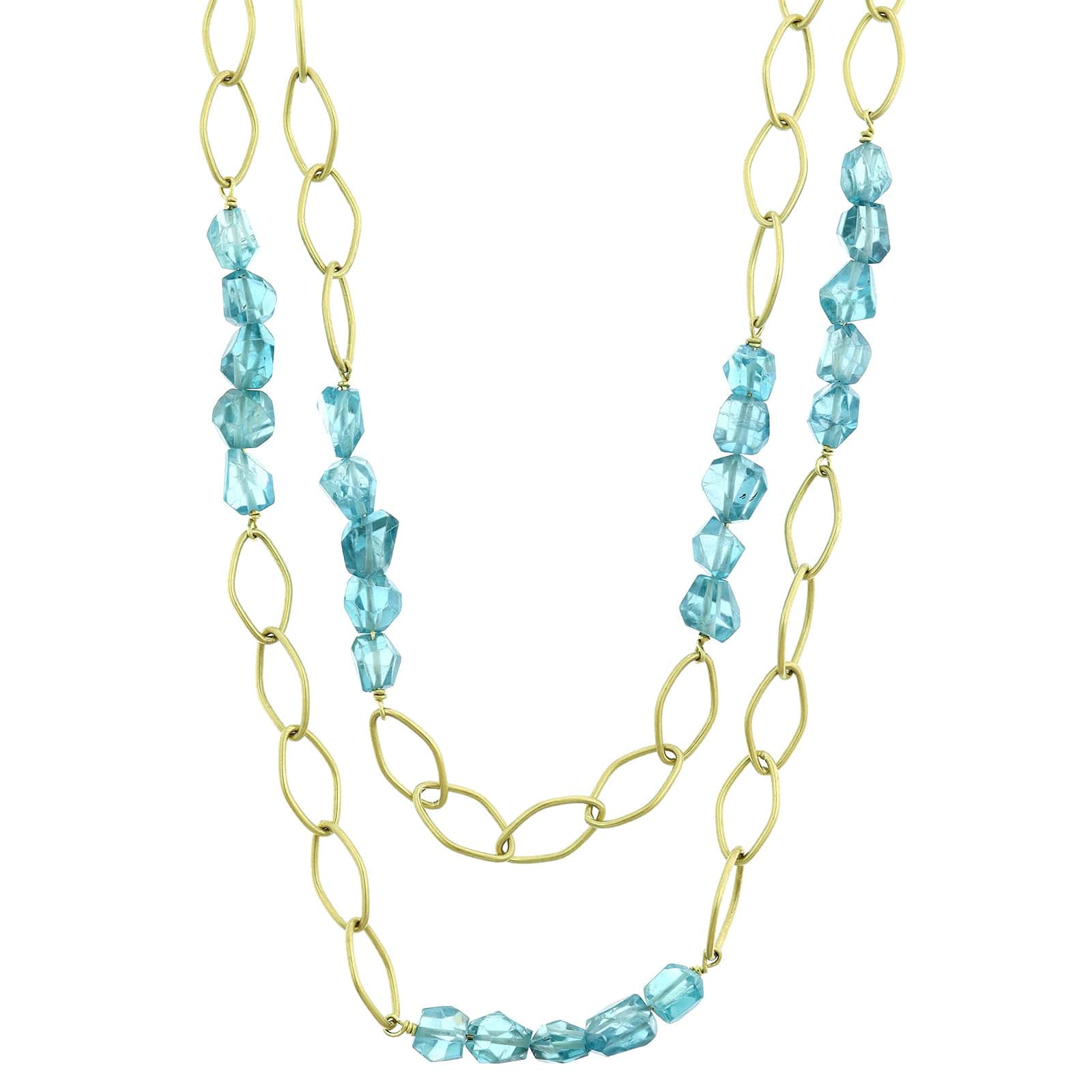 Suzy Landa 18K Yellow Gold Blue Zircon Chain Necklace