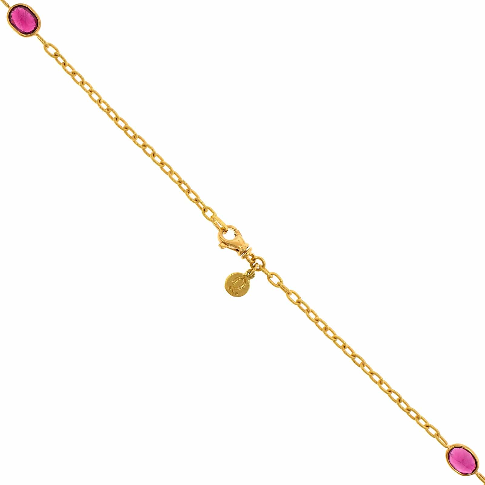 Suzy Landa 18K Yellow Gold Oval Rubellite Station Necklace - Image 2