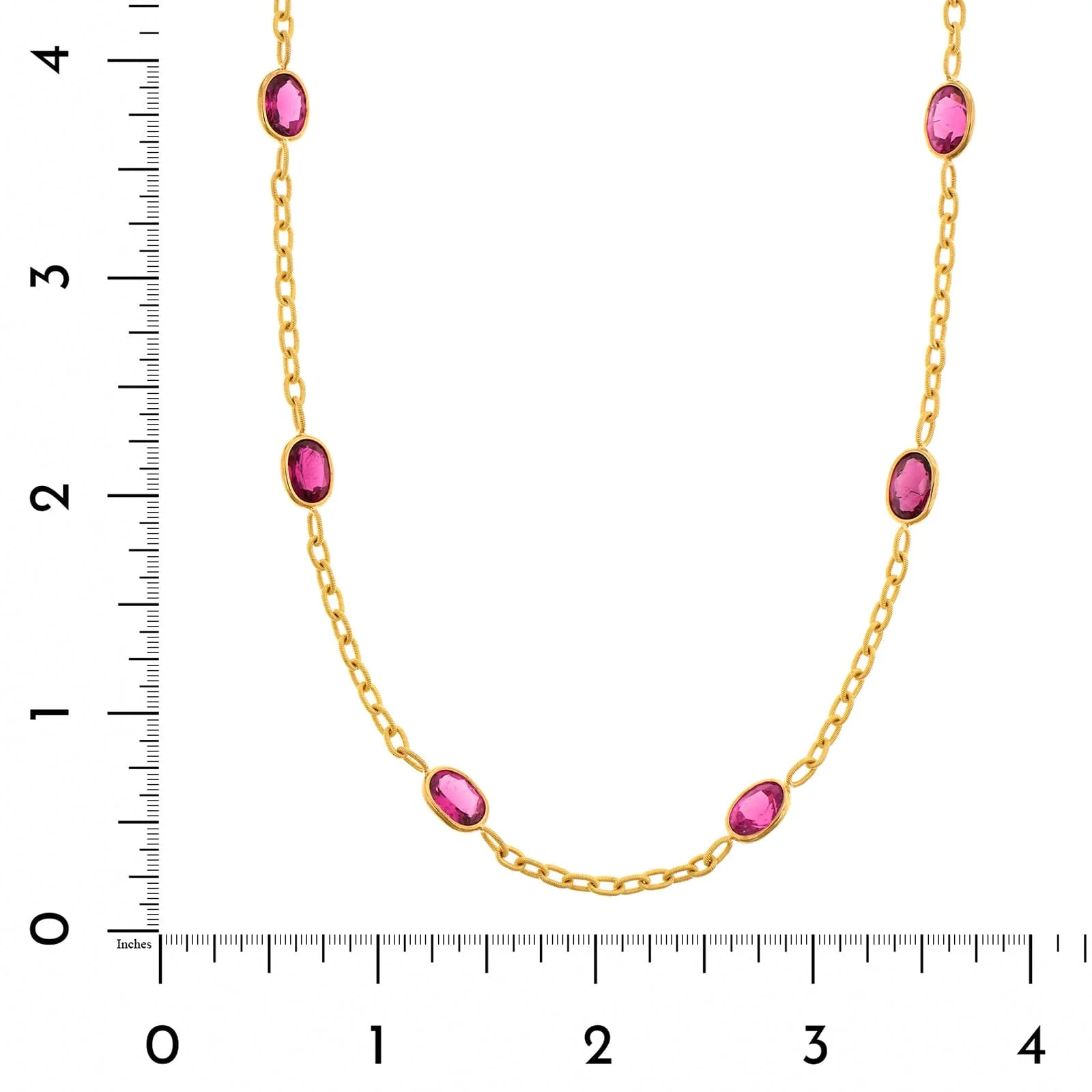 Suzy Landa 18K Yellow Gold Oval Rubellite Station Necklace - Image 3