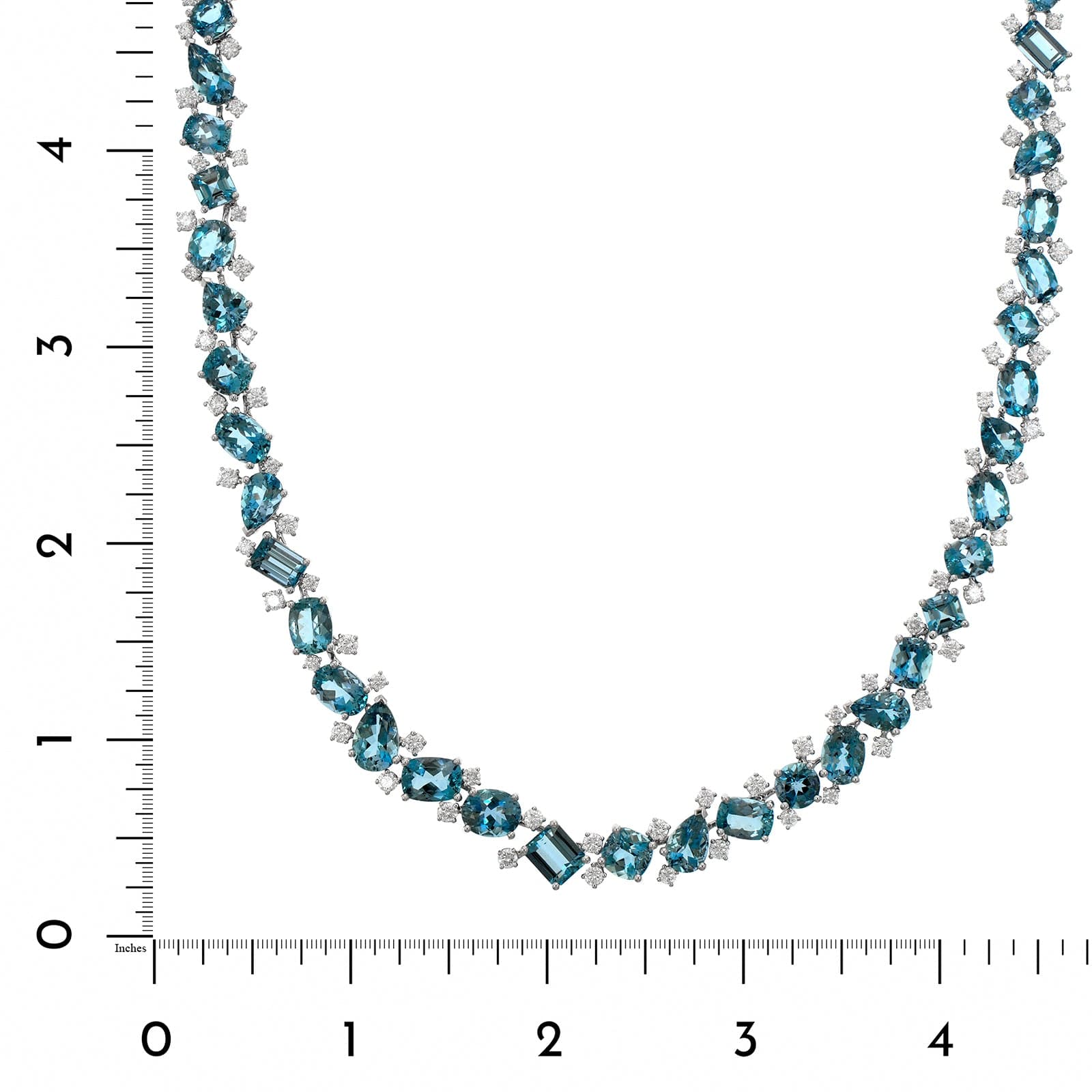 Oscar Heyman Platinum Multi Shaped Aquamarine and Diamond Necklace - Image 3