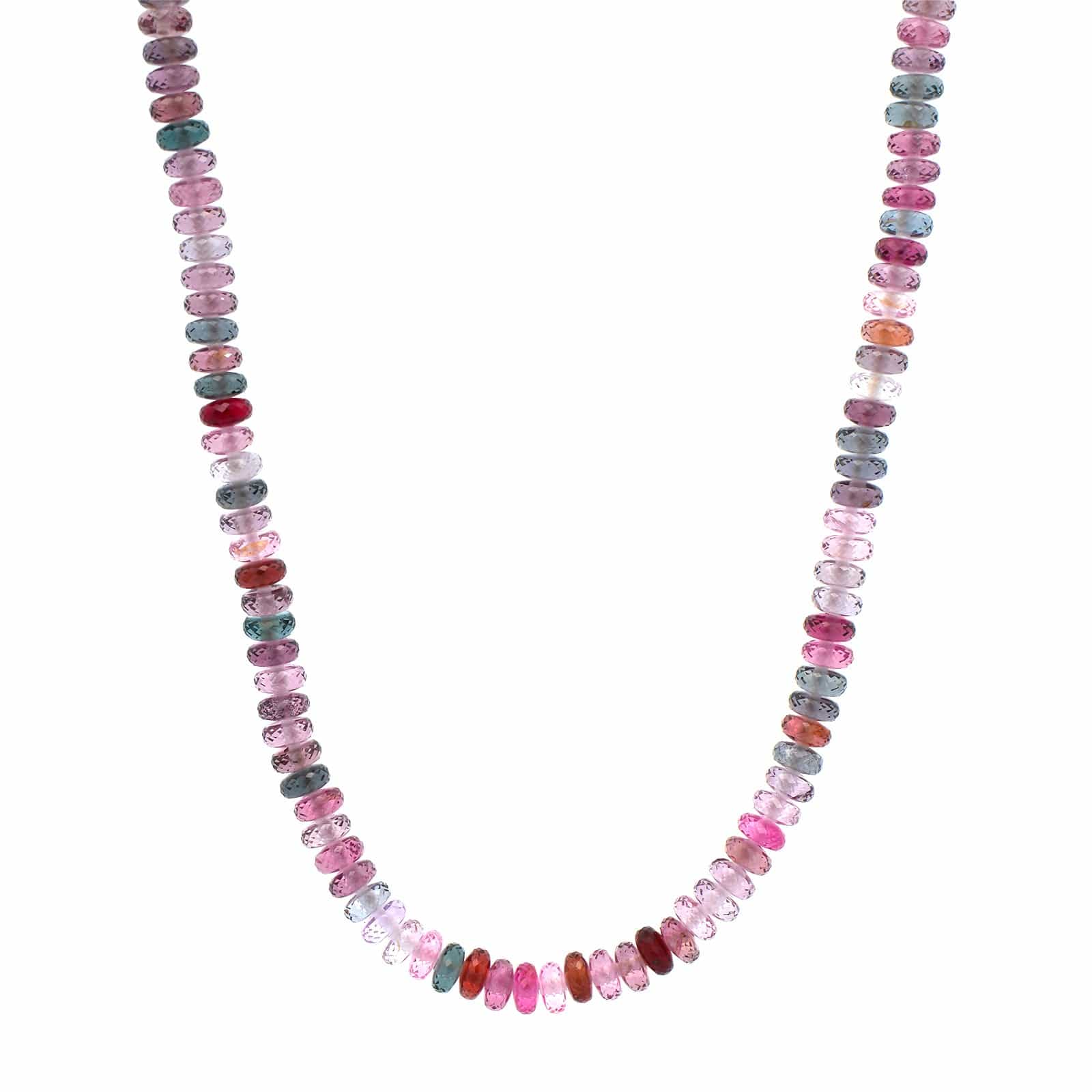 18K Yellow Gold Multicolored Spinel and Diamond Strand Necklace - Image 4