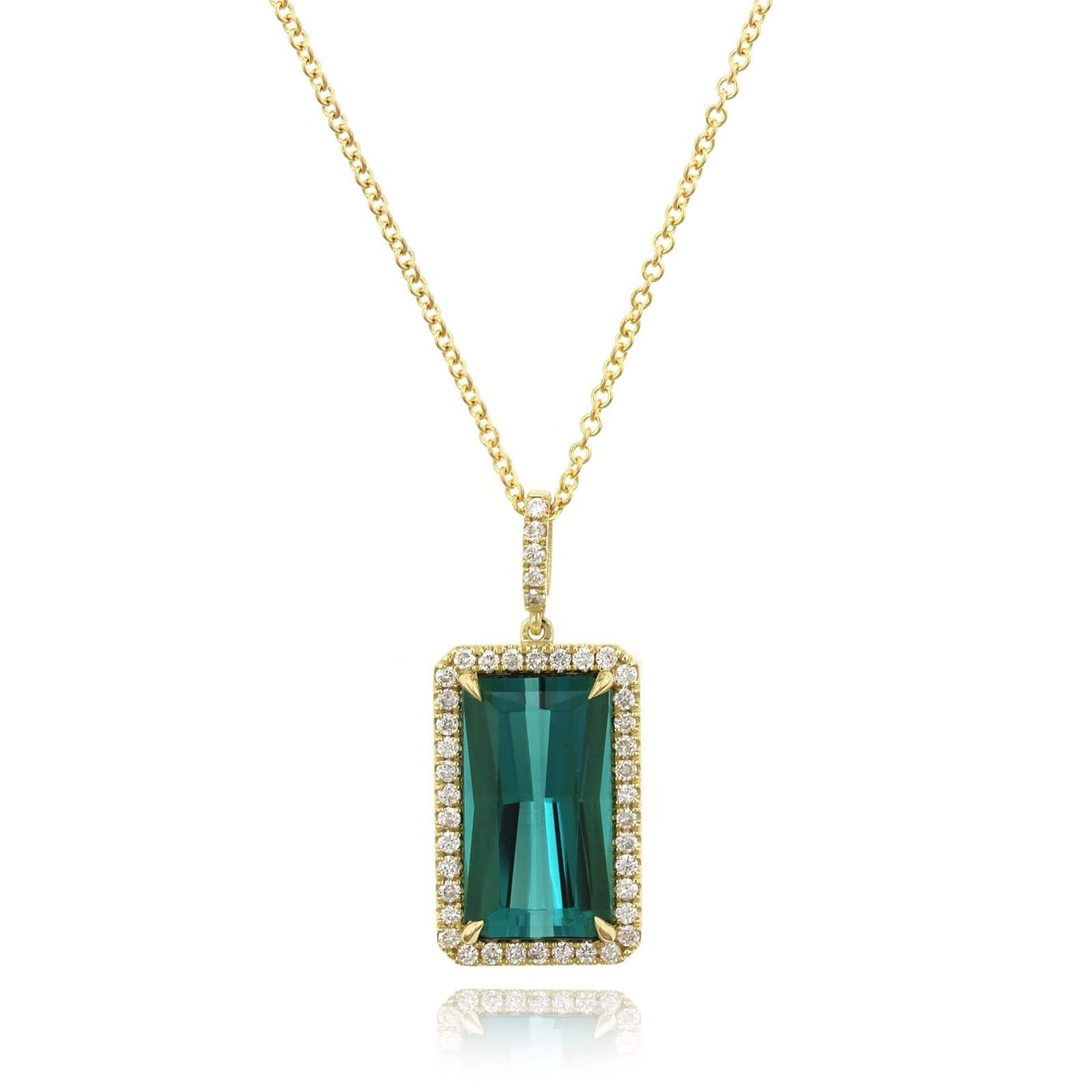 18K Yellow Gold Tourmaline Diamond Pendant - Image 4