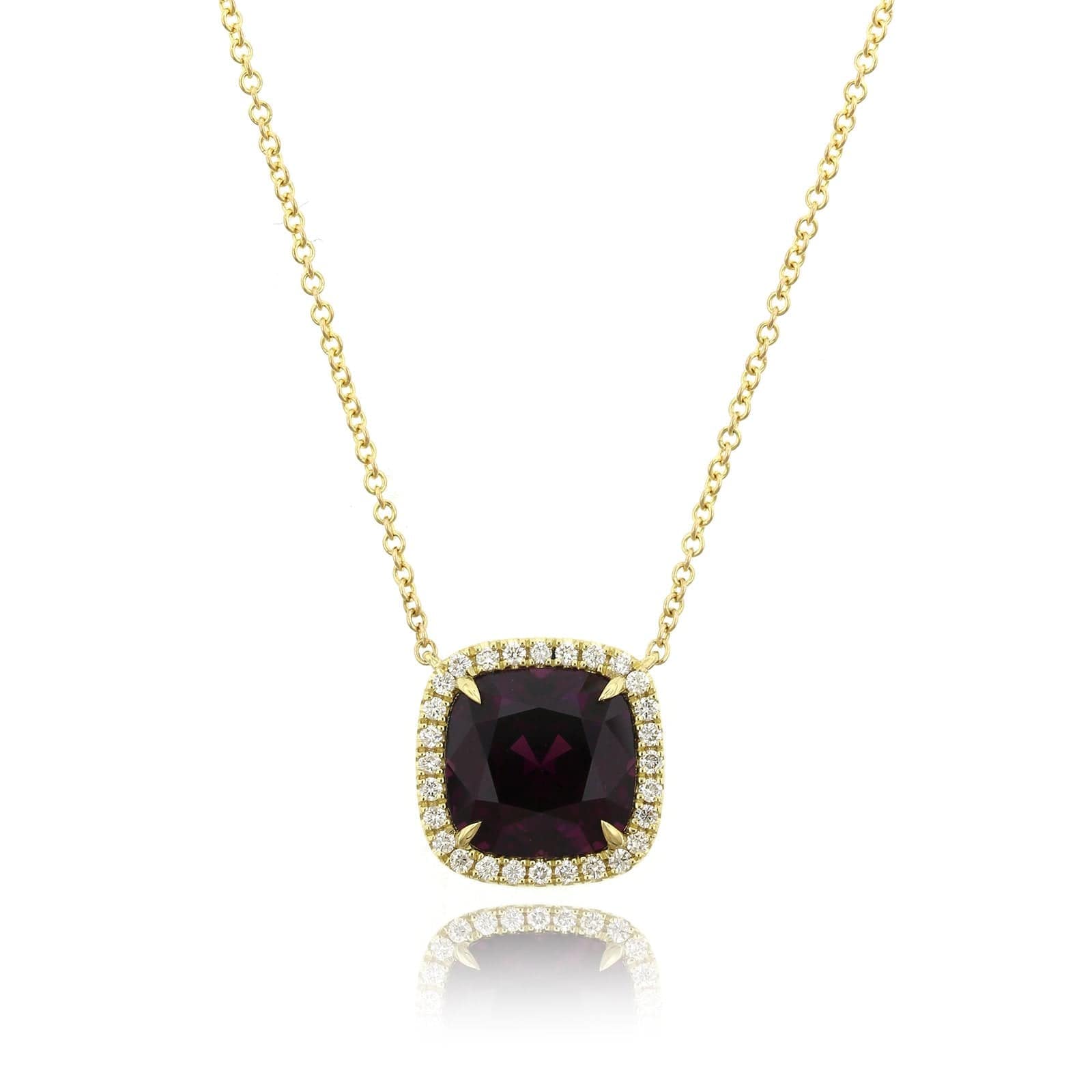 18K Yellow Gold Garnet Diamond Pendant - Image 4