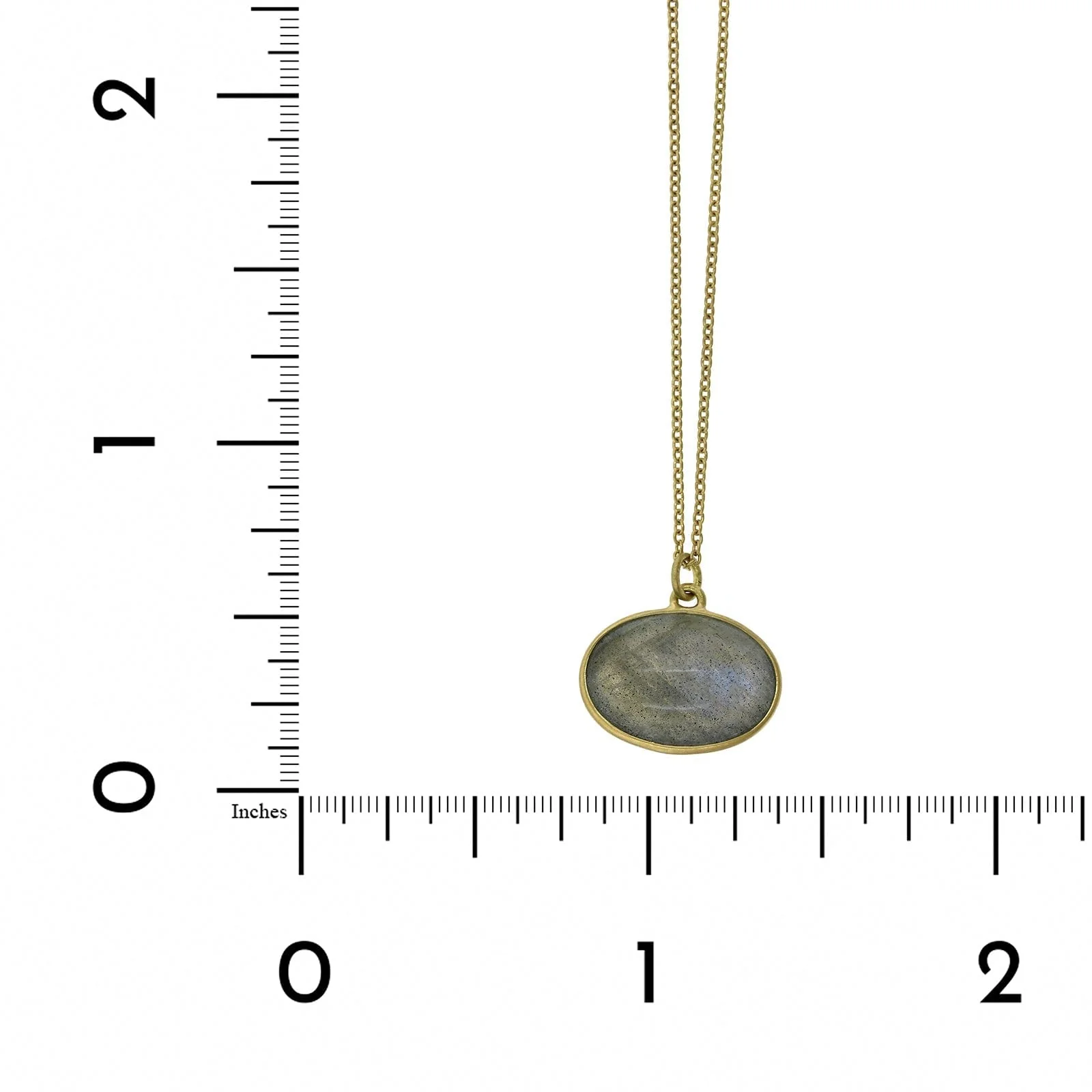 18K Yellow Gold Oval Labradorite Pendant - Image 3