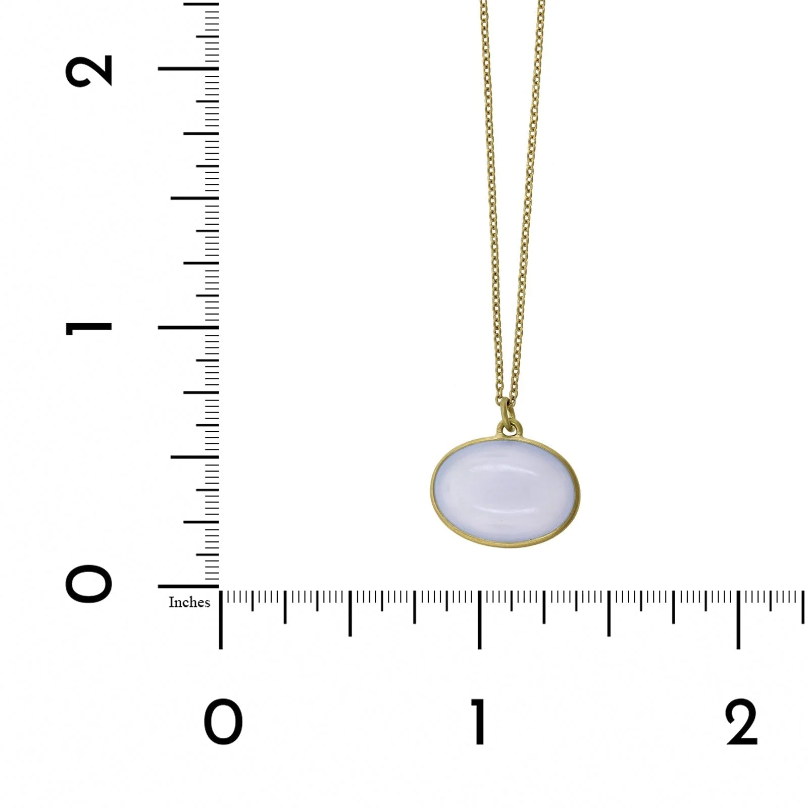 18K Yellow Gold Oval Chalcedony Pendant - Image 3